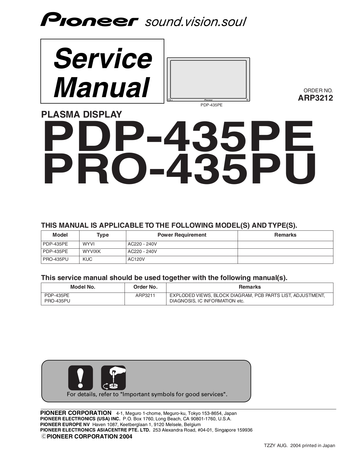 Pioneer PDP-435PE, PRO-435PU Schematic