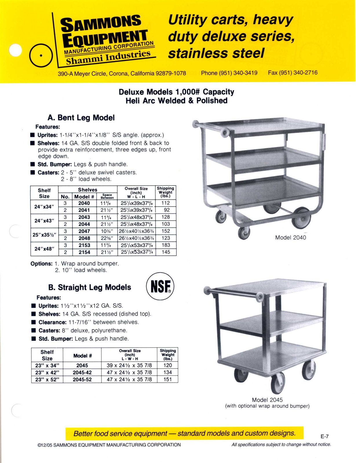 Sammons Equipment 2043 User Manual