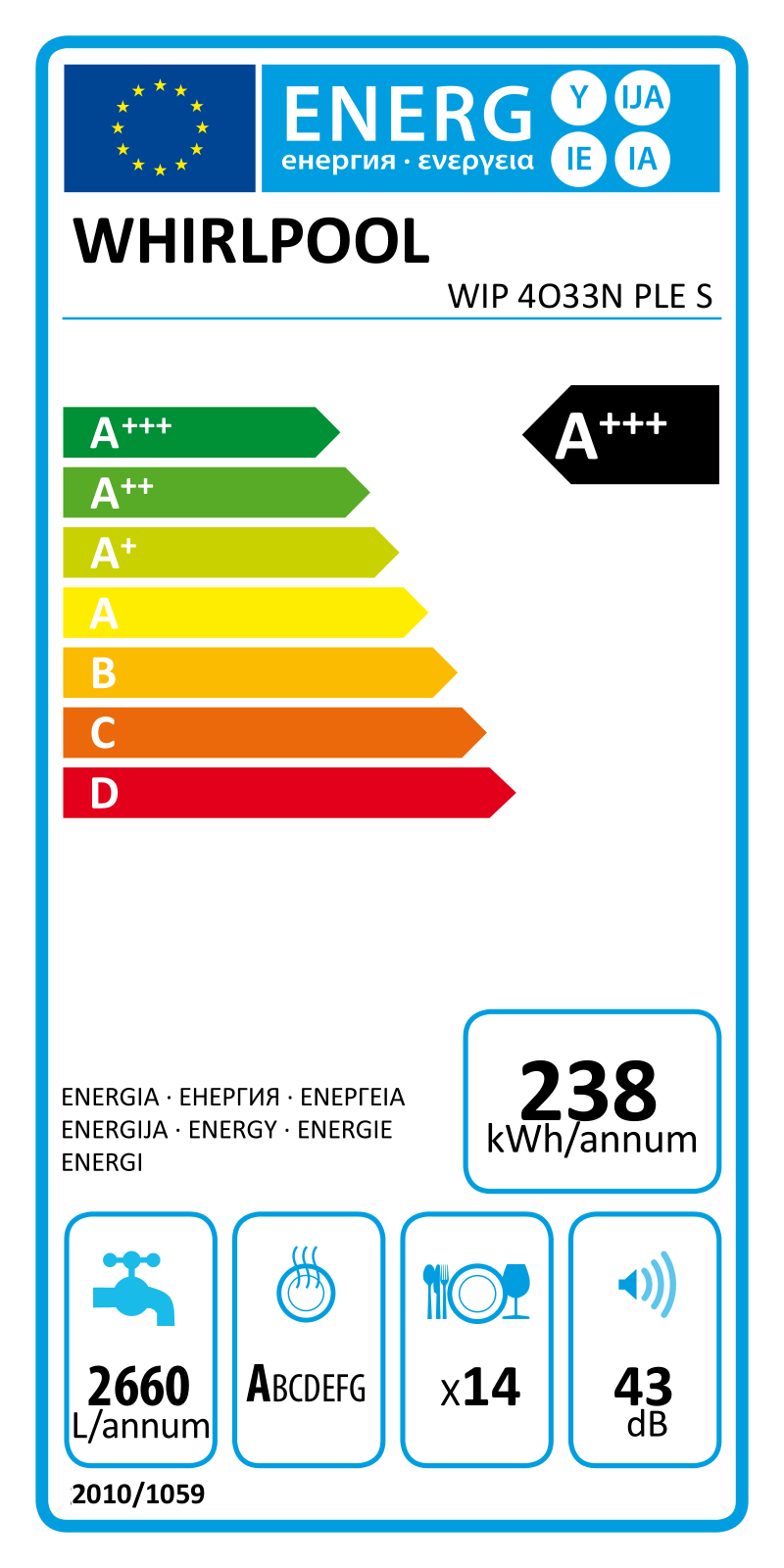 Whirlpool WIP4O33NPLES User Manual