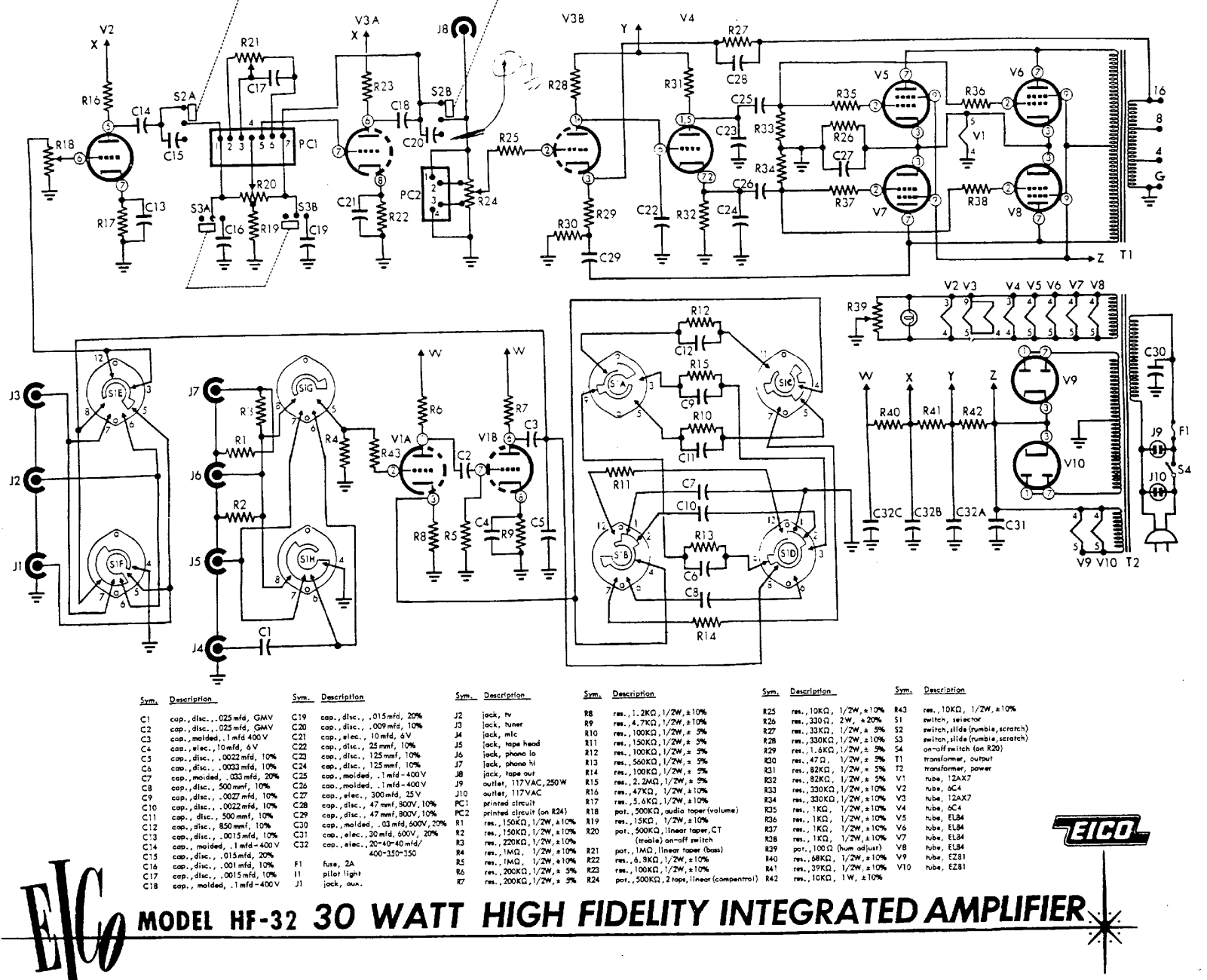 Eico HF-32 Schematic