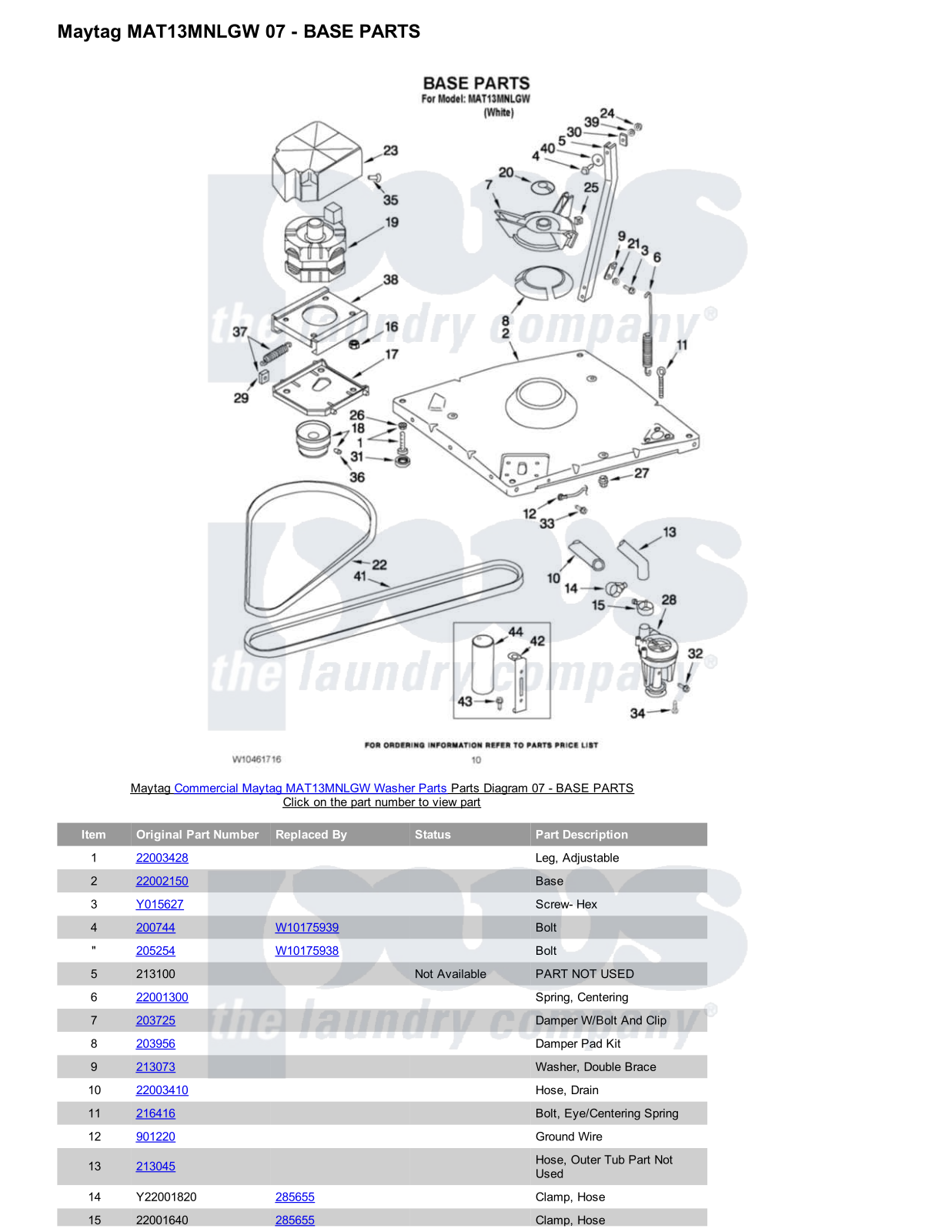 Maytag MAT13MNLGW Parts Diagram