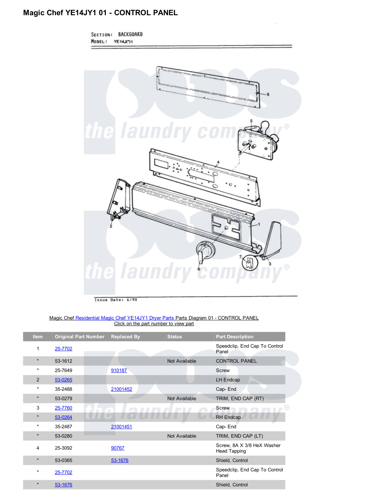 Magic Chef YE14JY1 Parts Diagram