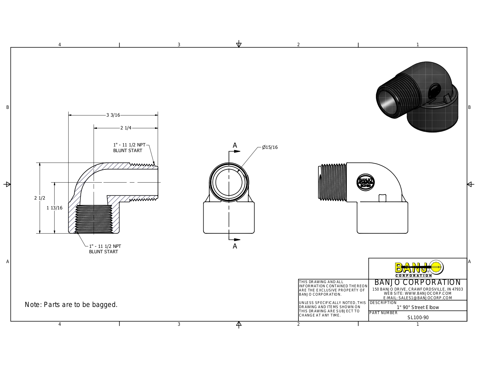 Banjo SL100-90 Drawing - ManualMachine.com