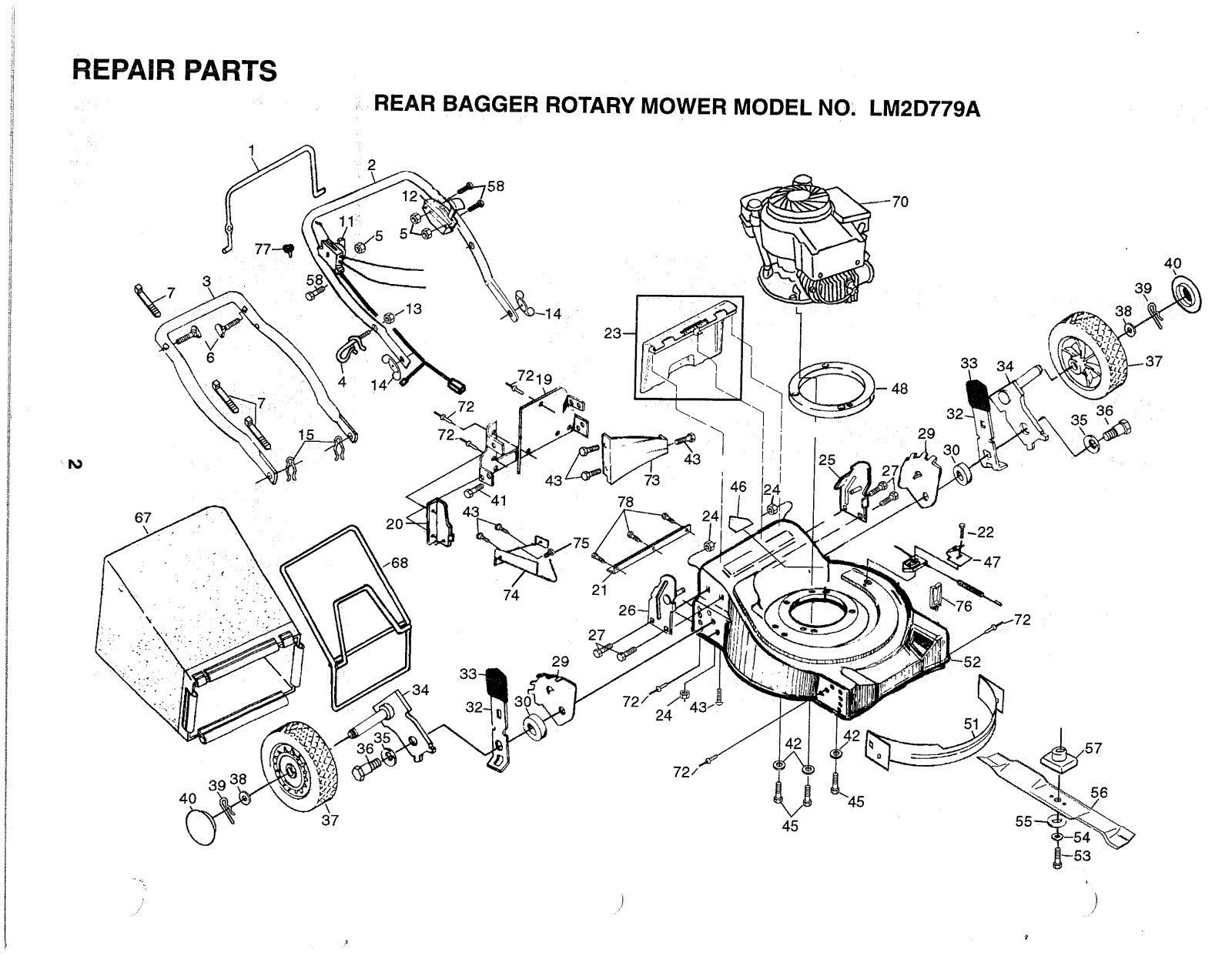 AYP LM2D779A Parts List