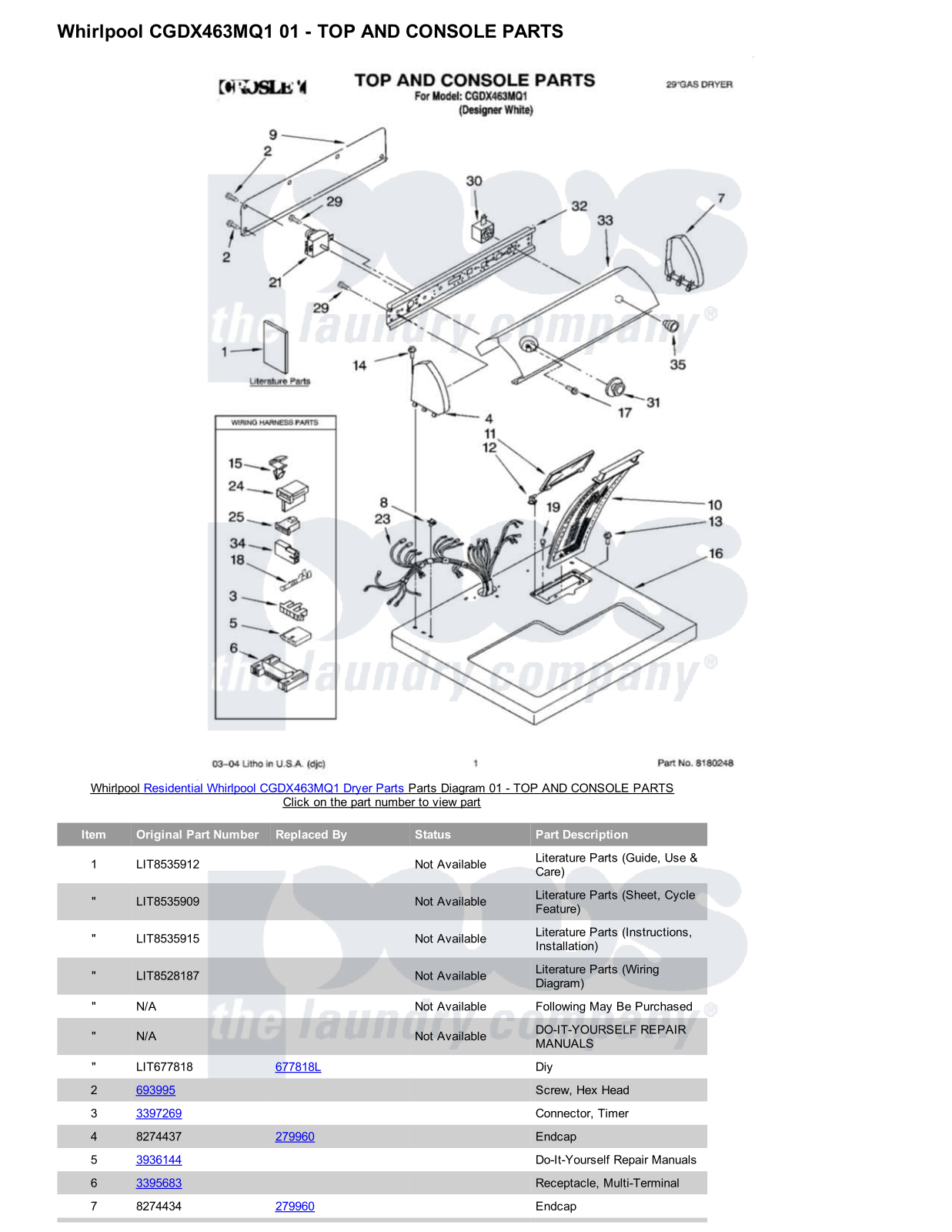 Whirlpool CGDX463MQ1 Parts Diagram