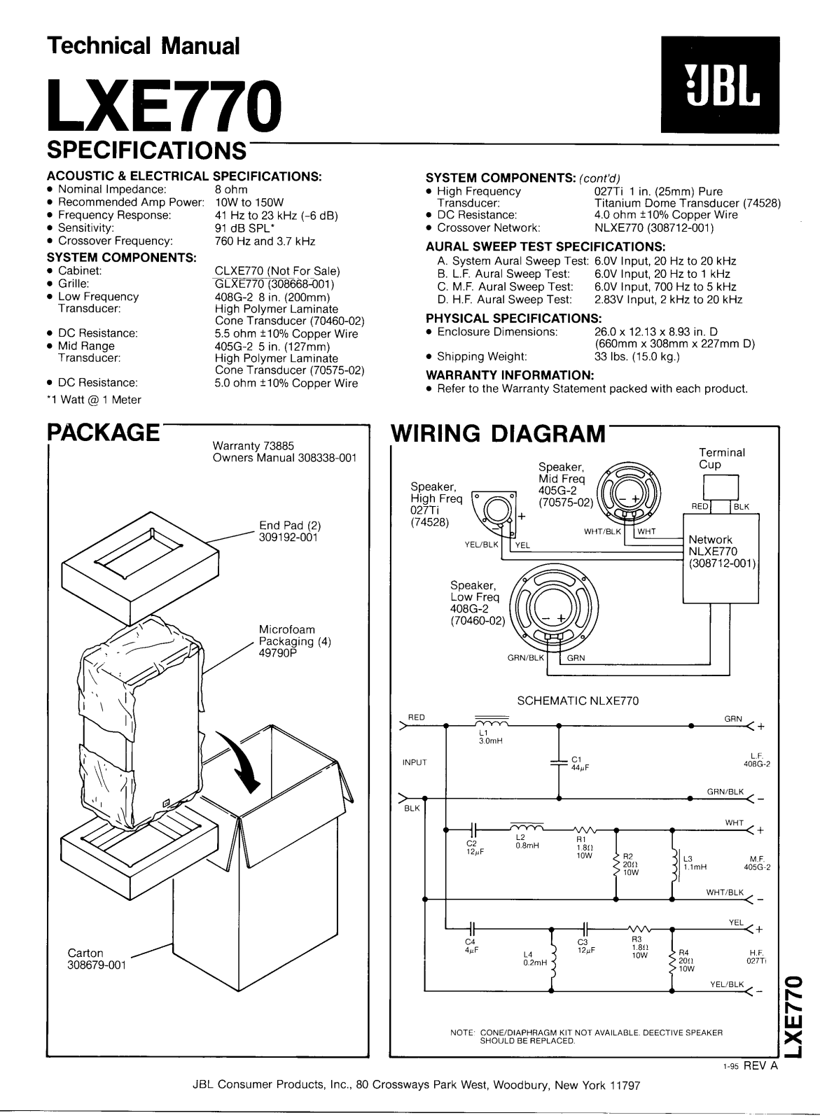 Jbl LXE770 User Manual