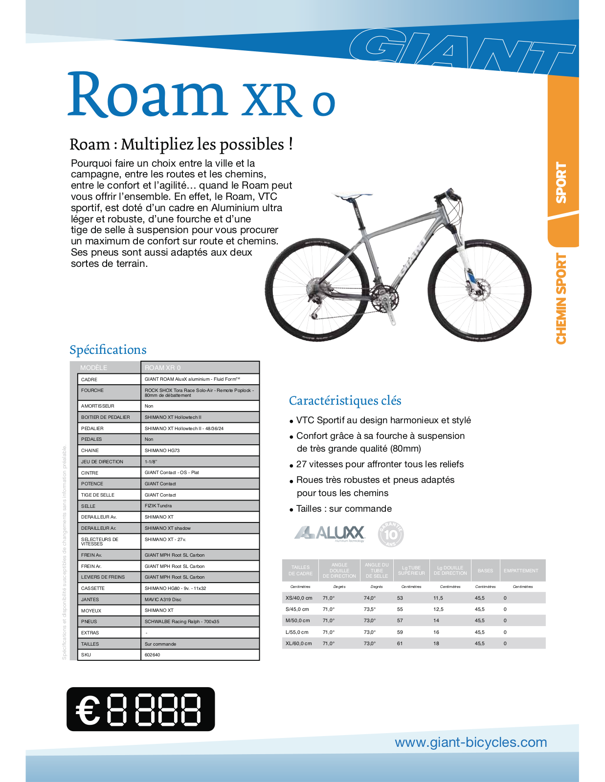 GIANT ROAM XR0 User Manual