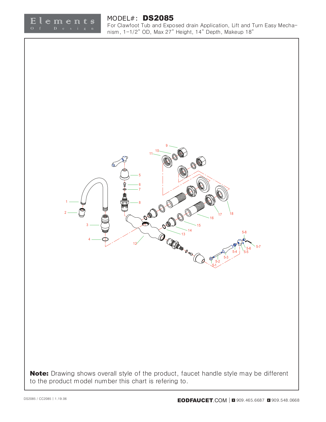Elements of Design EDE3115 Service Parts - ManualMachine.com