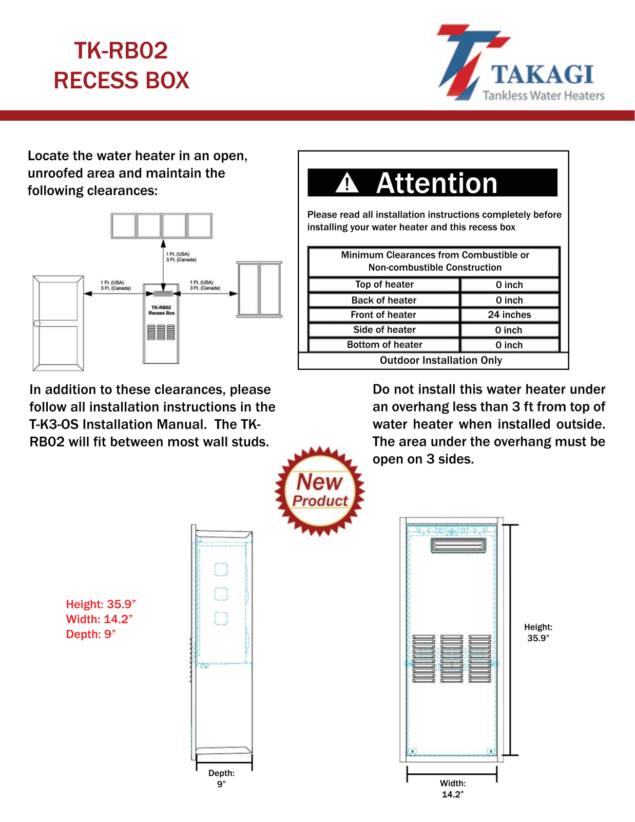 Takagi TKRB02 Specifications