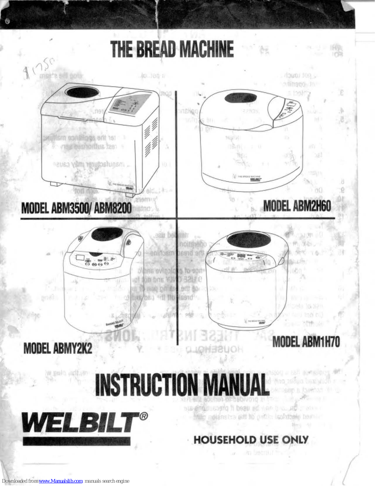 Welbilt AMB3500, ABM8200, ABM1H70, ABM2H60, ABMY2K2 Instruction Manual