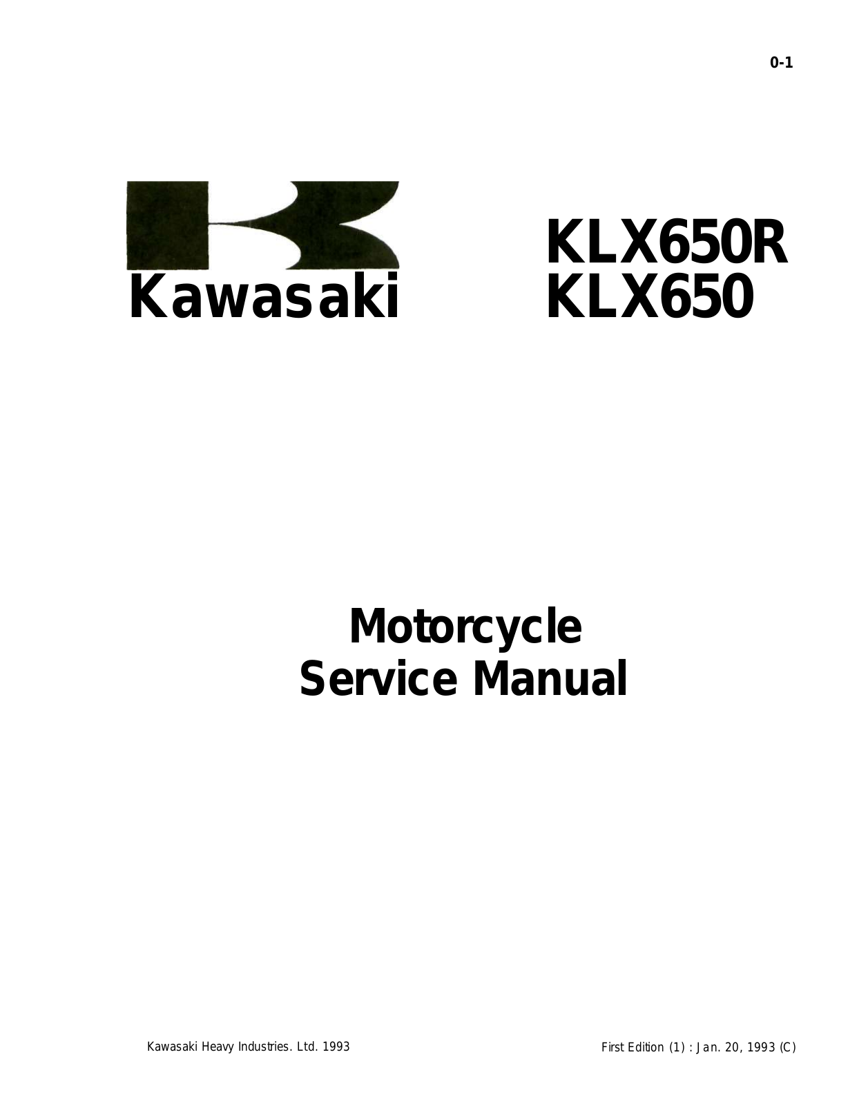 Kawasaki KLR 600, KLX650R Service manual