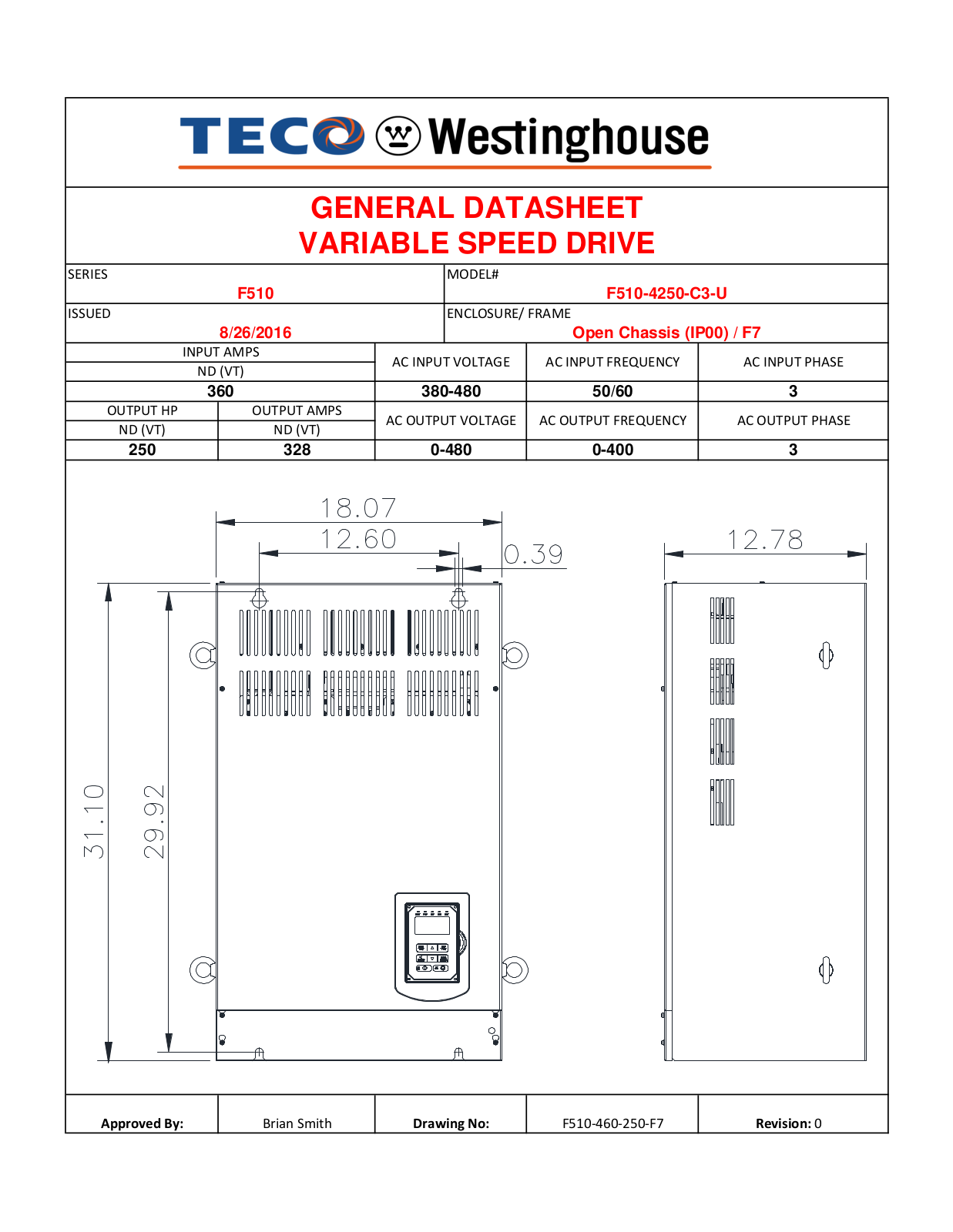 Teco F510-4250-C3-U Data Sheet