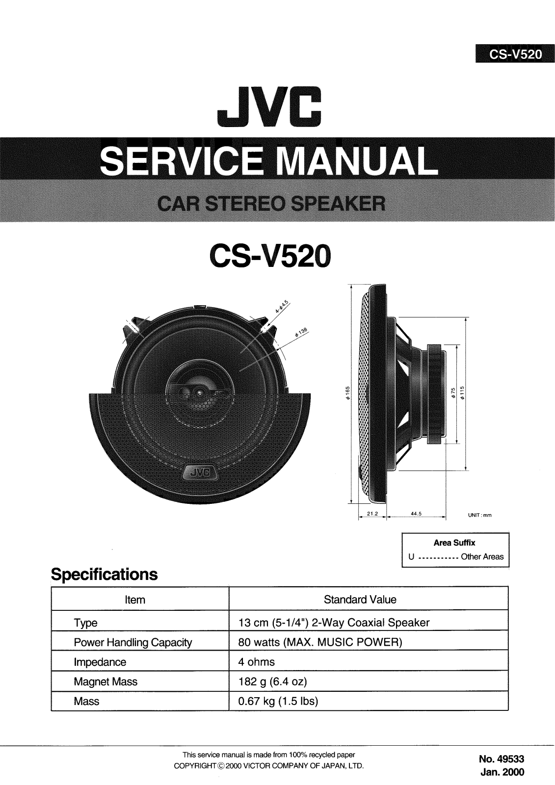 JVC CS-V520U Service Manual