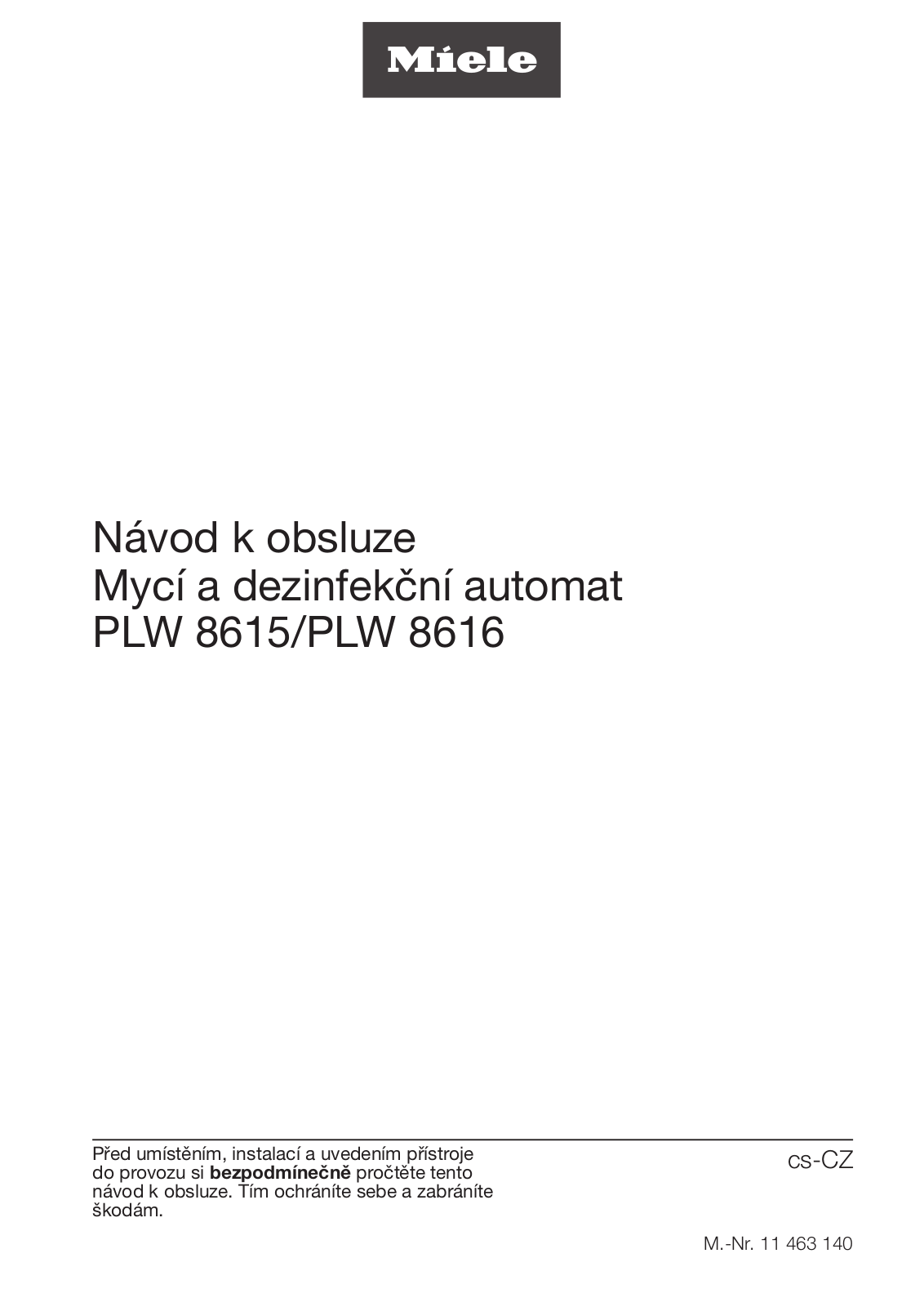 Miele PLW 8615, PLW 8616 User manual