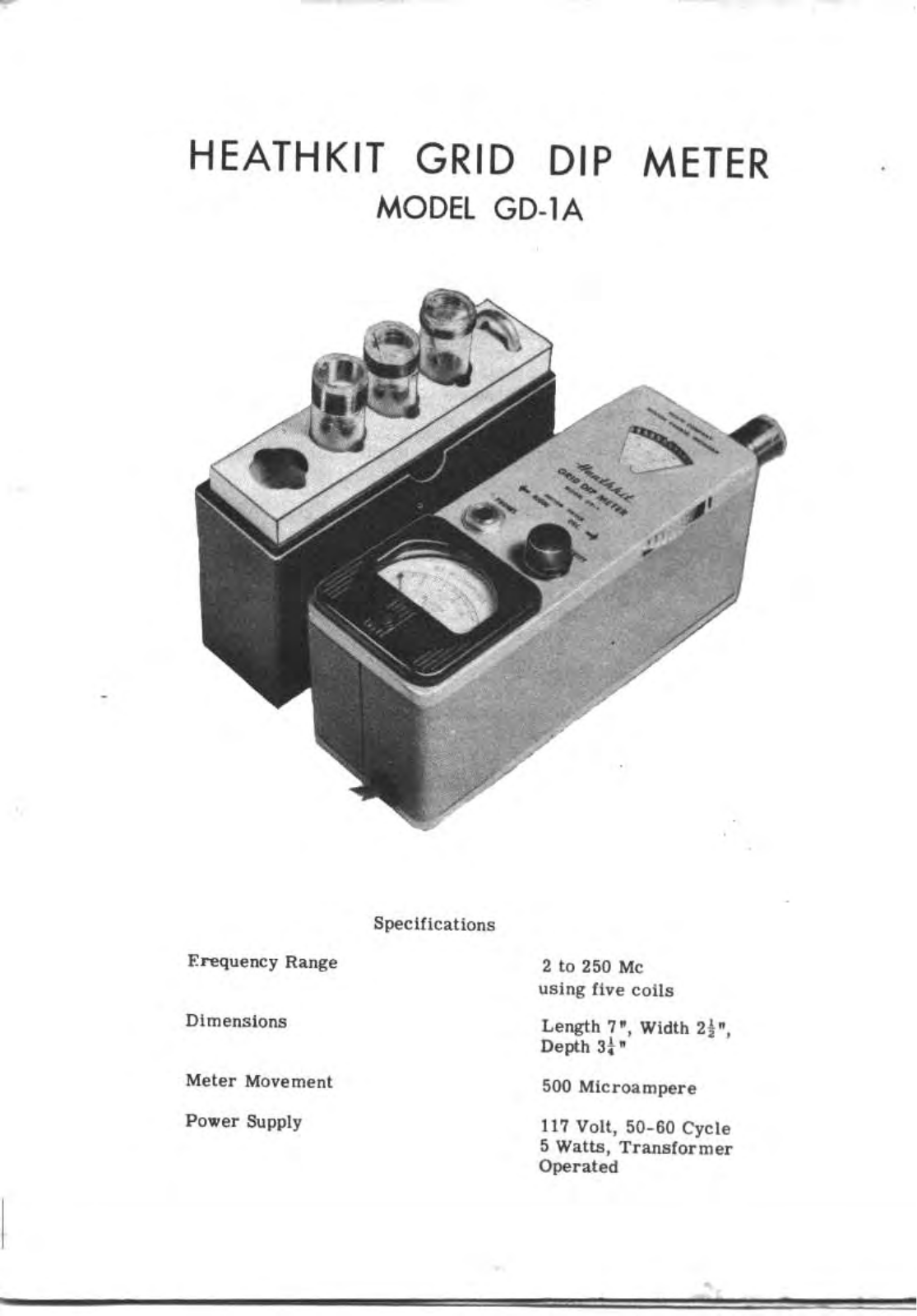 Heath Heathkit GD-1A Operating Manual