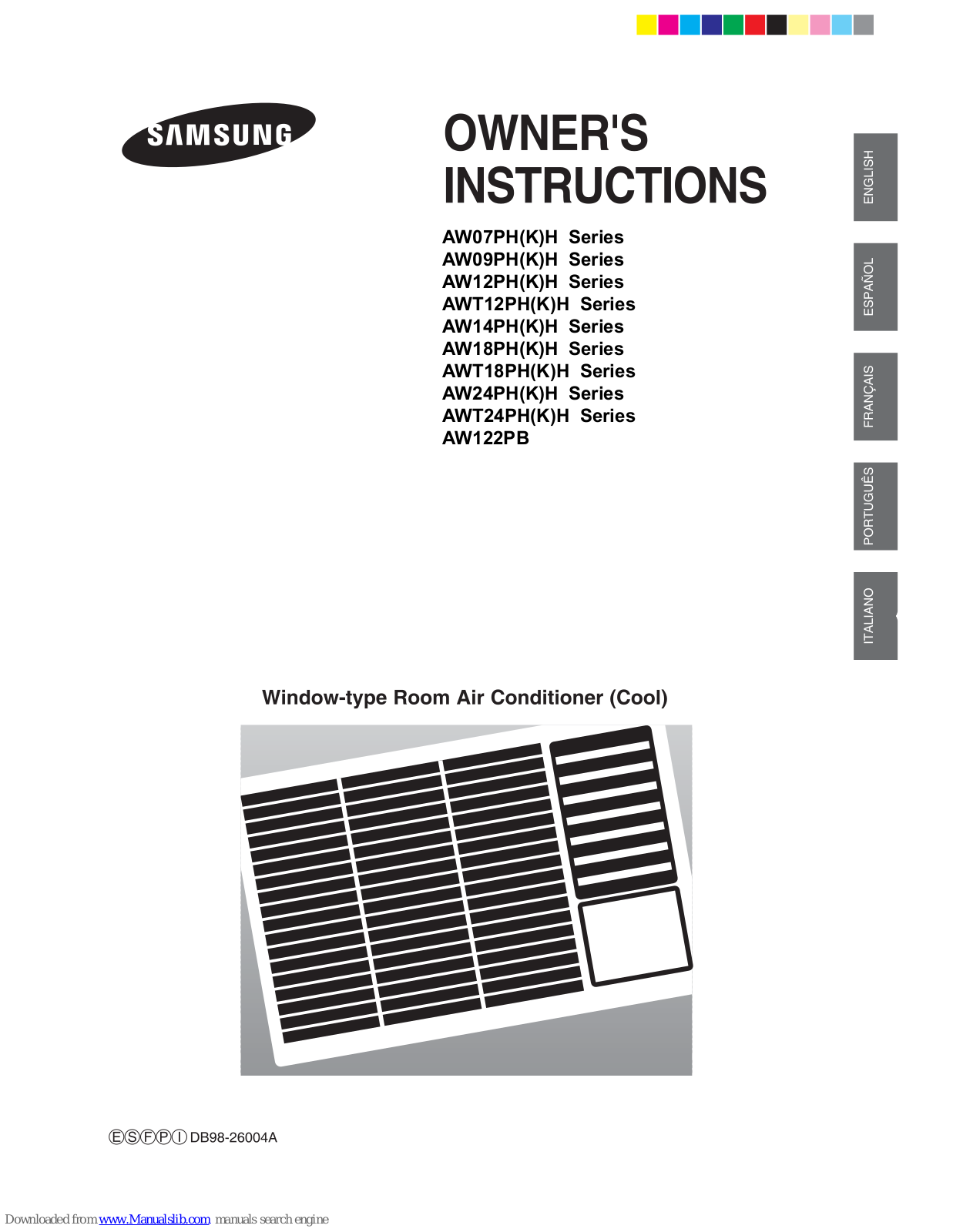 Samsung AW07PHKH, AW09PHKH, AW12PHKH, AWT12PHKH, AW14PHKH Owner's Instructions Manual