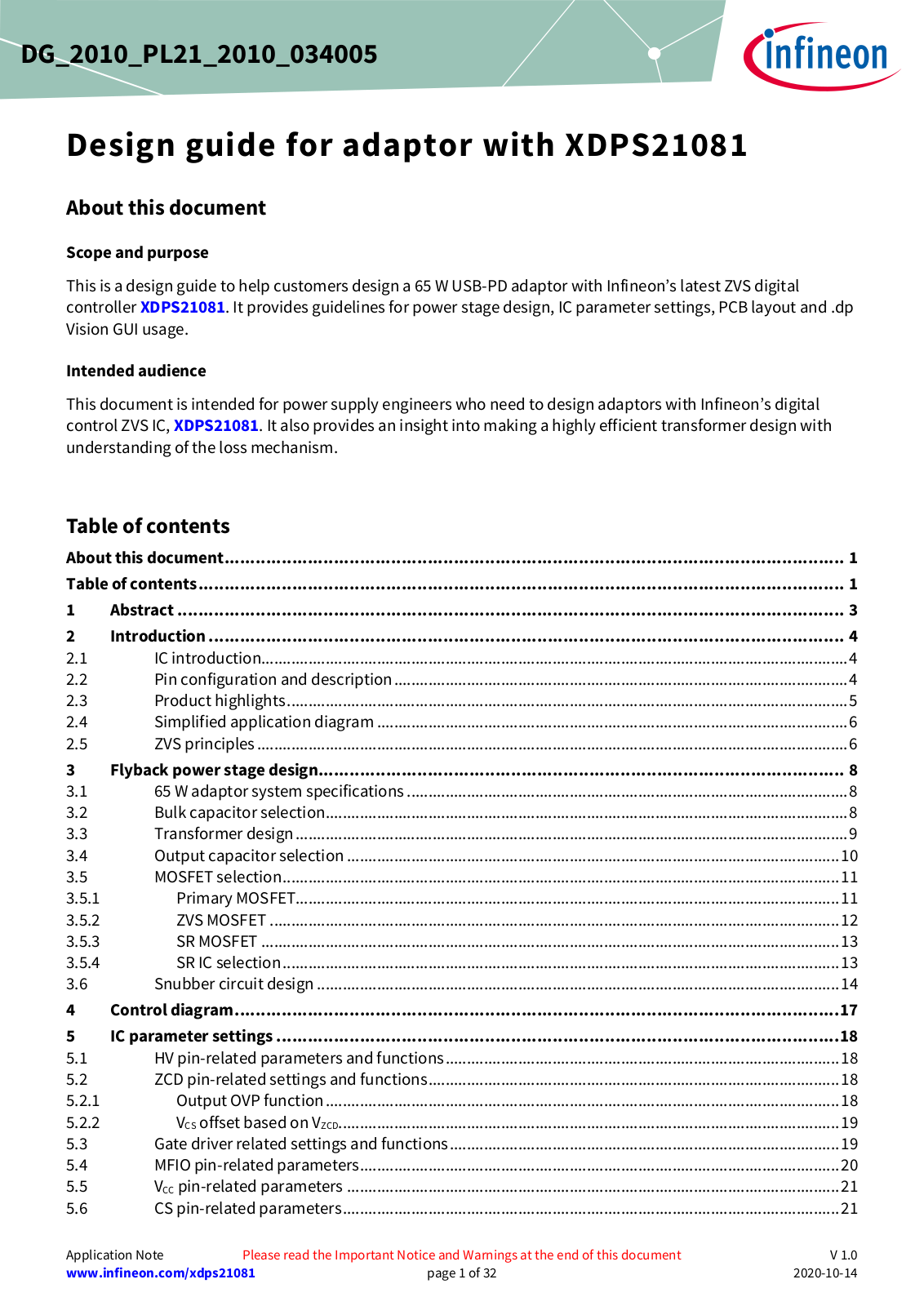 Infineon XDPS21081 User manual