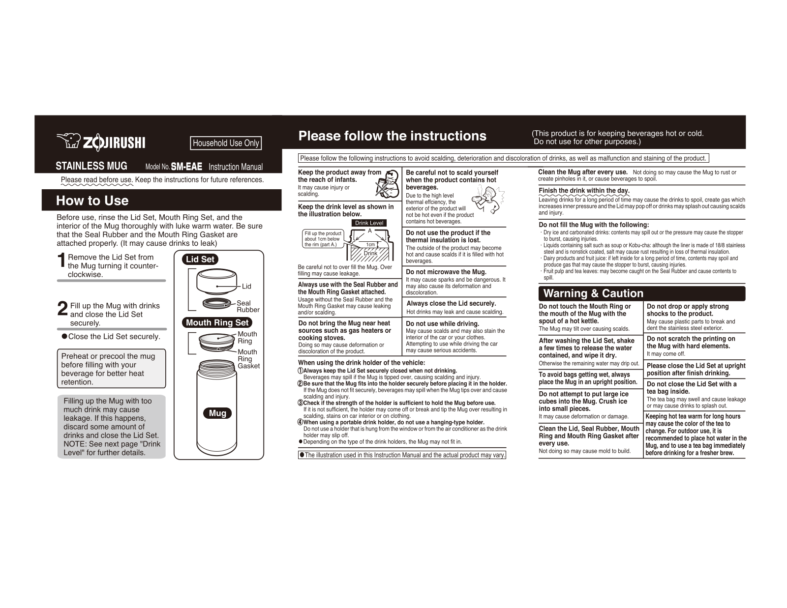 Zojirushi SM-EAE user manual