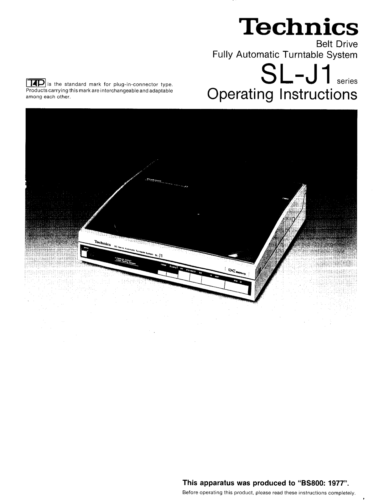 Technics SLJ-1 Owners manual