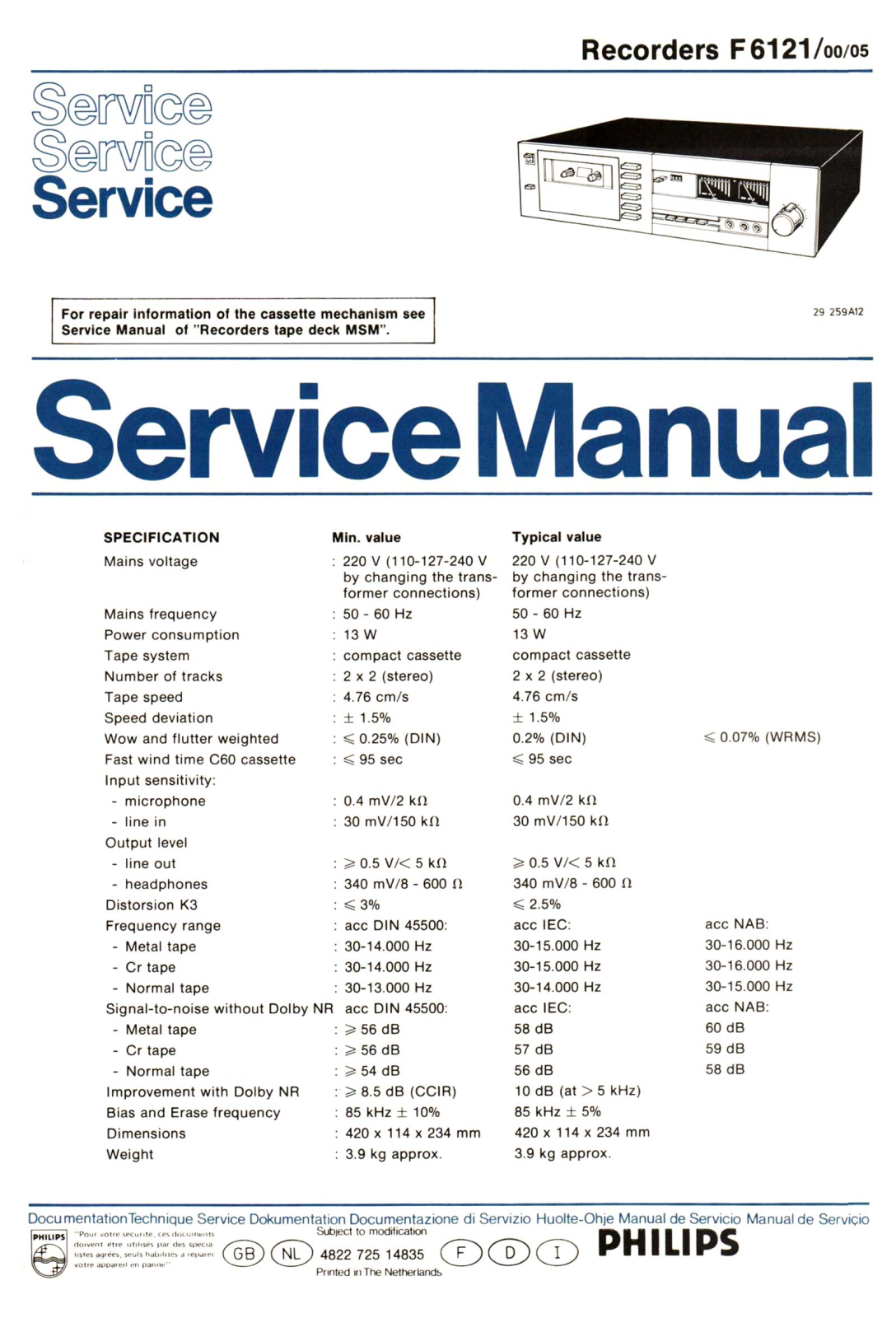 Philips F-6121 Service Manual