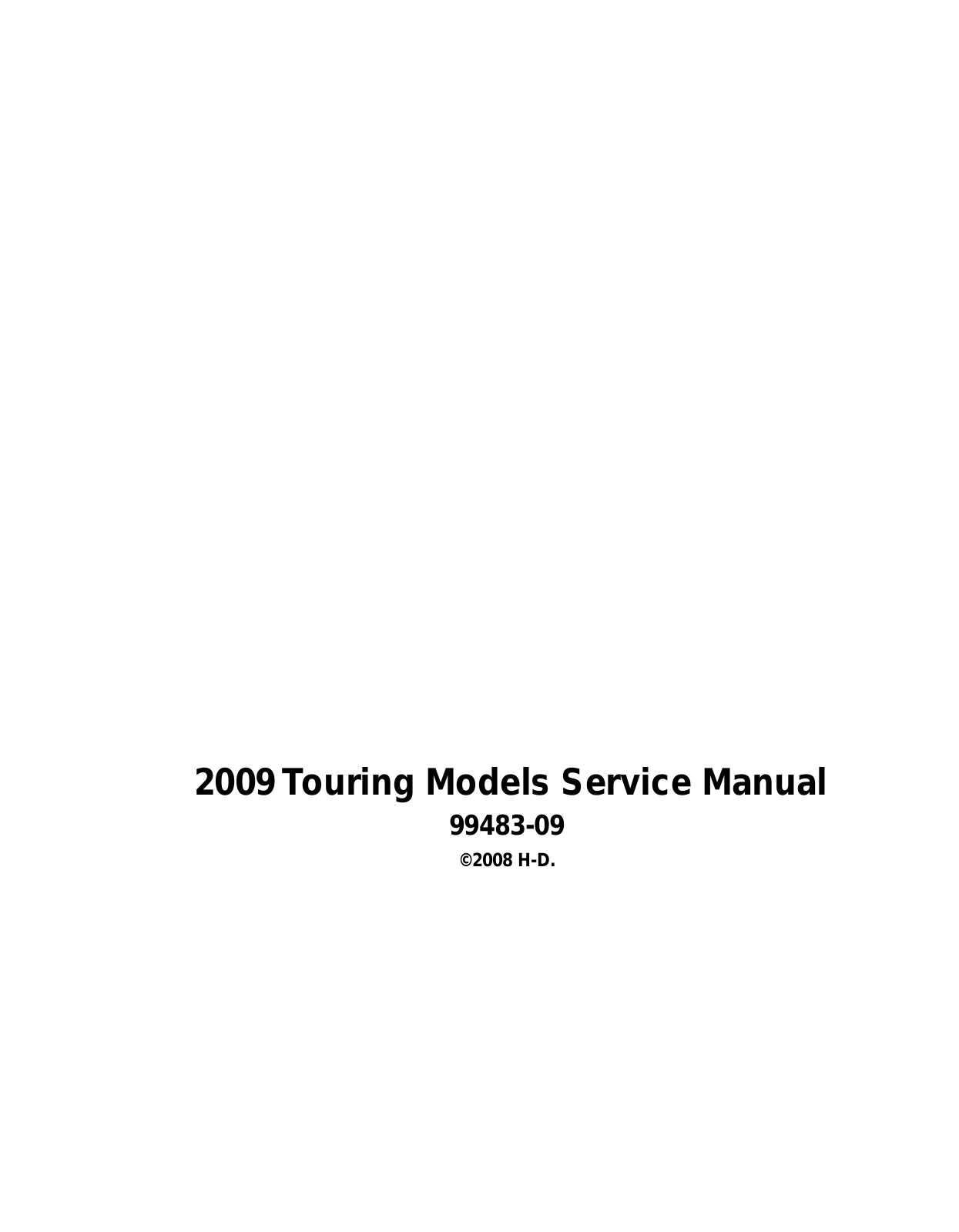 Harley Davidson Touring 2009 Service Manual