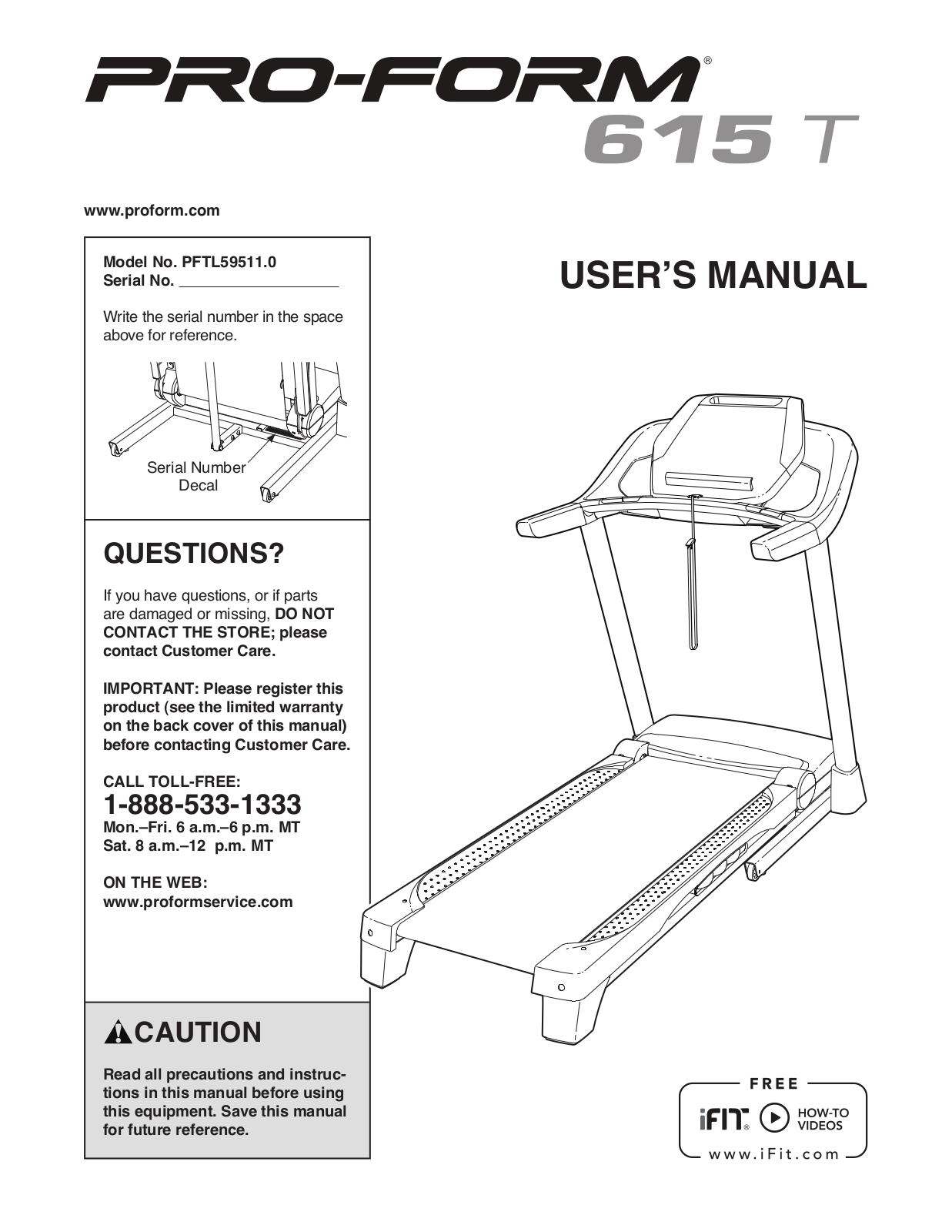 ProForm 615 T, PFTL595110 User Manual