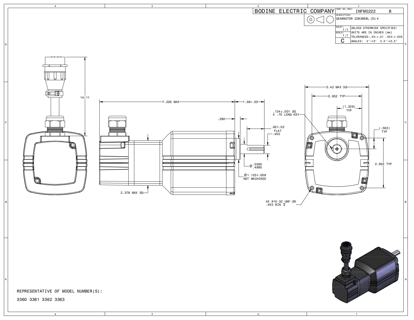 Bodine 3360, 3361, 3362, 3363 Reference Drawing