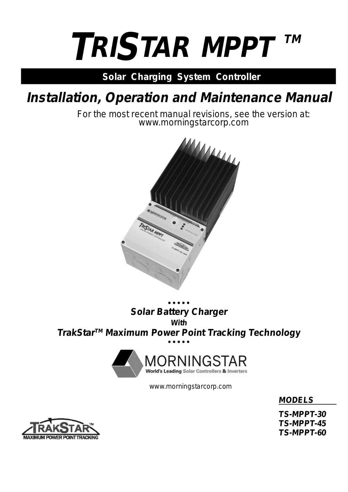 Morningstar TriStar MPPT, TriStar TS-MPPT-45, TriStar TS-MPPT-60, TriStar TS-MPPT-30 Maintance Manual