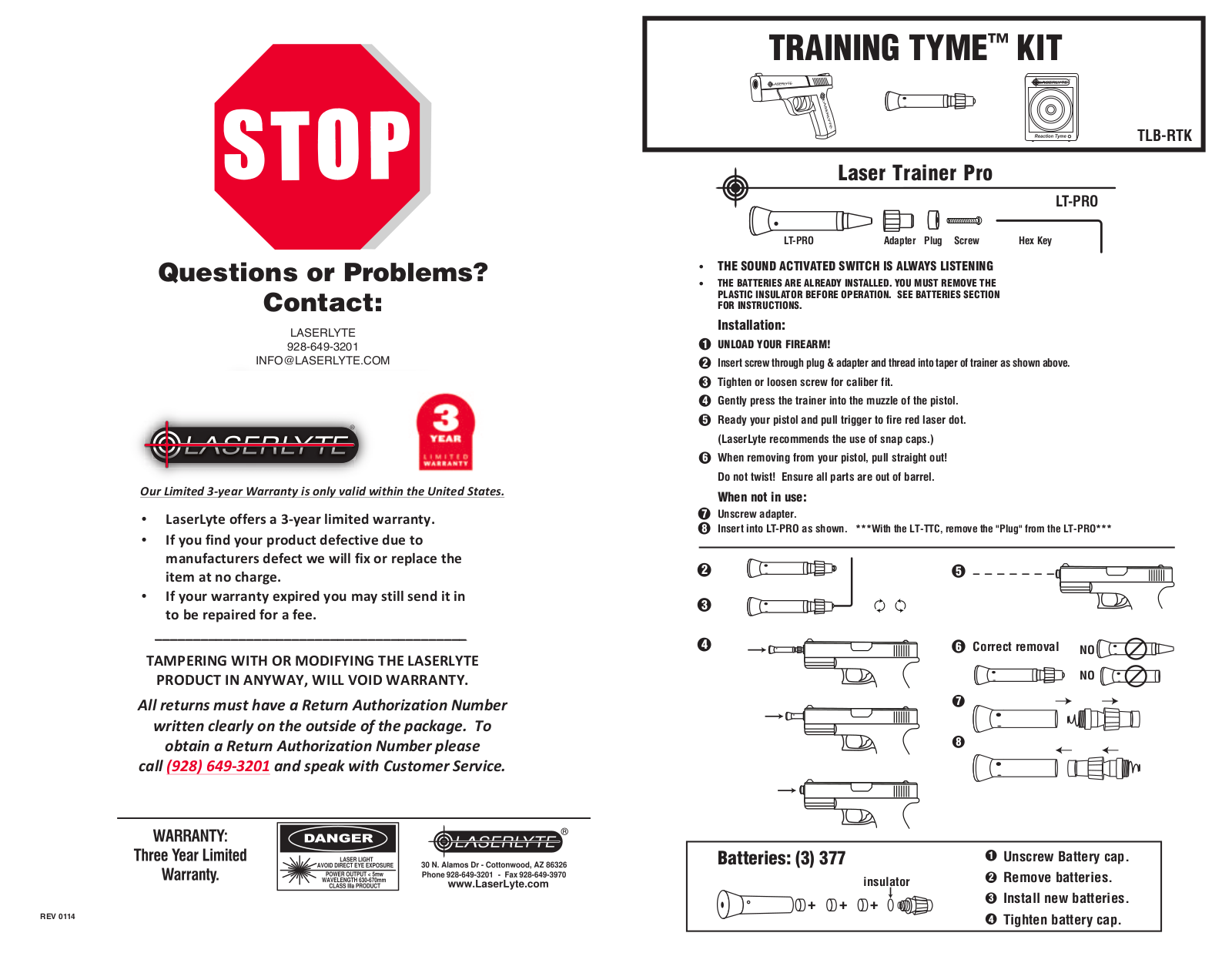 LaserLyte TLB-RTK User Manual