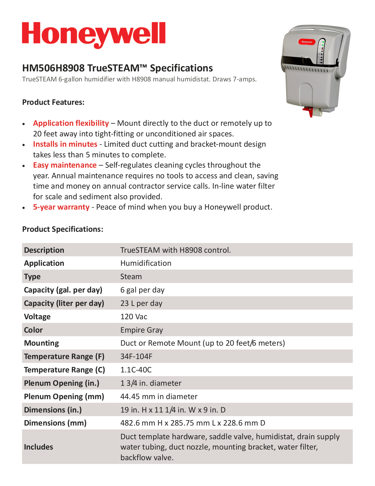 Honeywell HM506H8908 User Manual