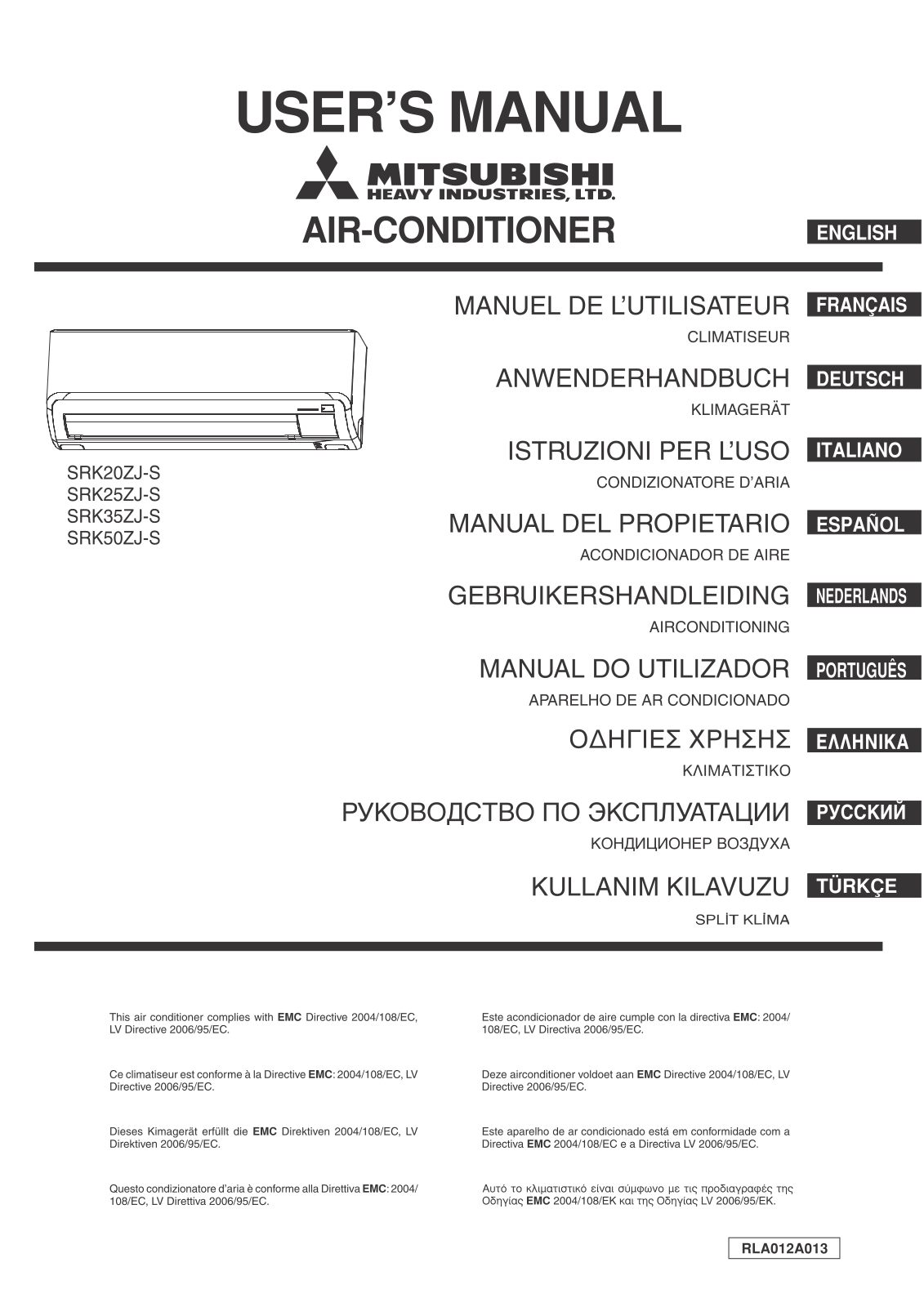 Mitsubishi Heavy SRK35 ZS-S User manual