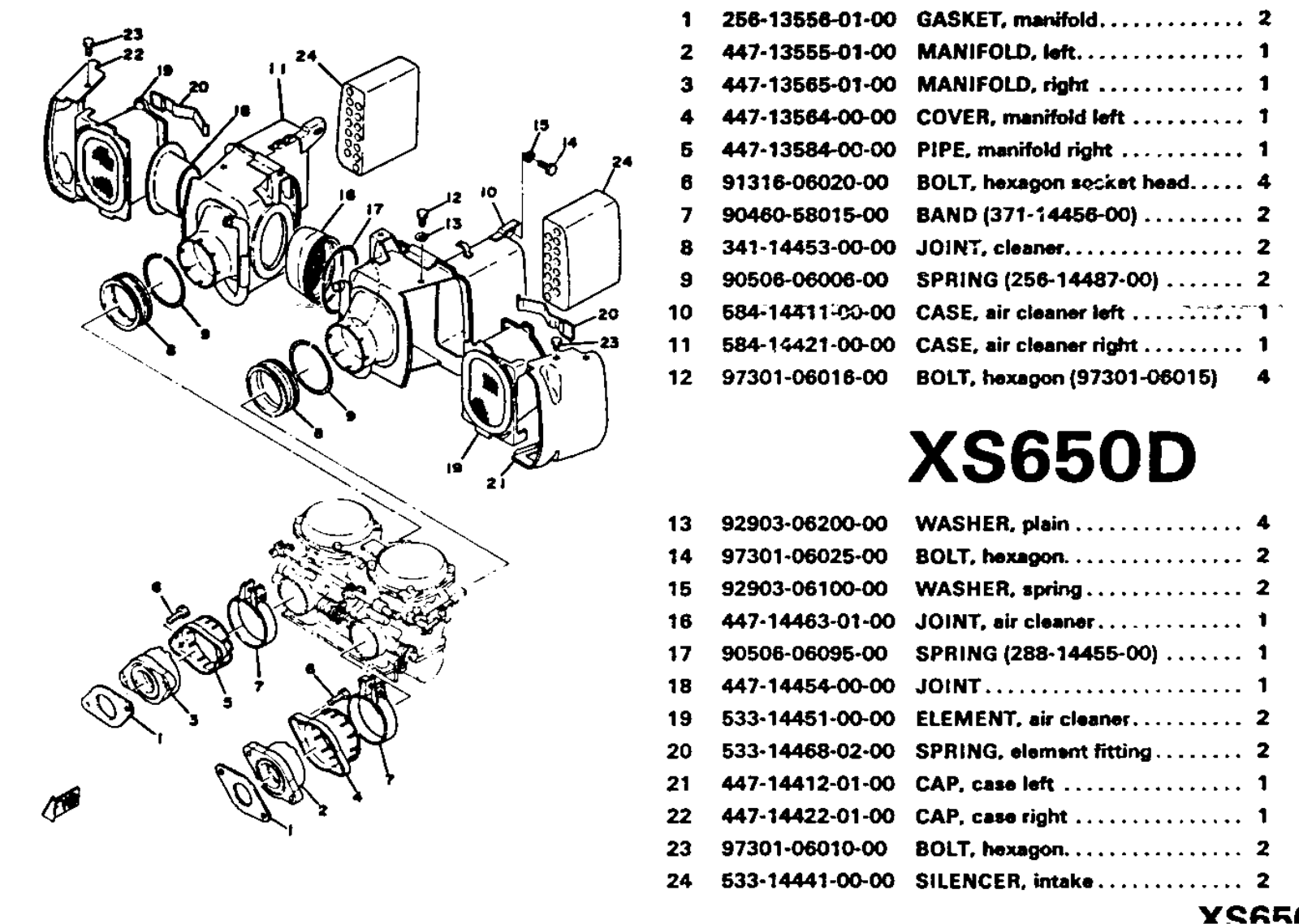 Yamaha XS650 1970-1979 Service Manual intake