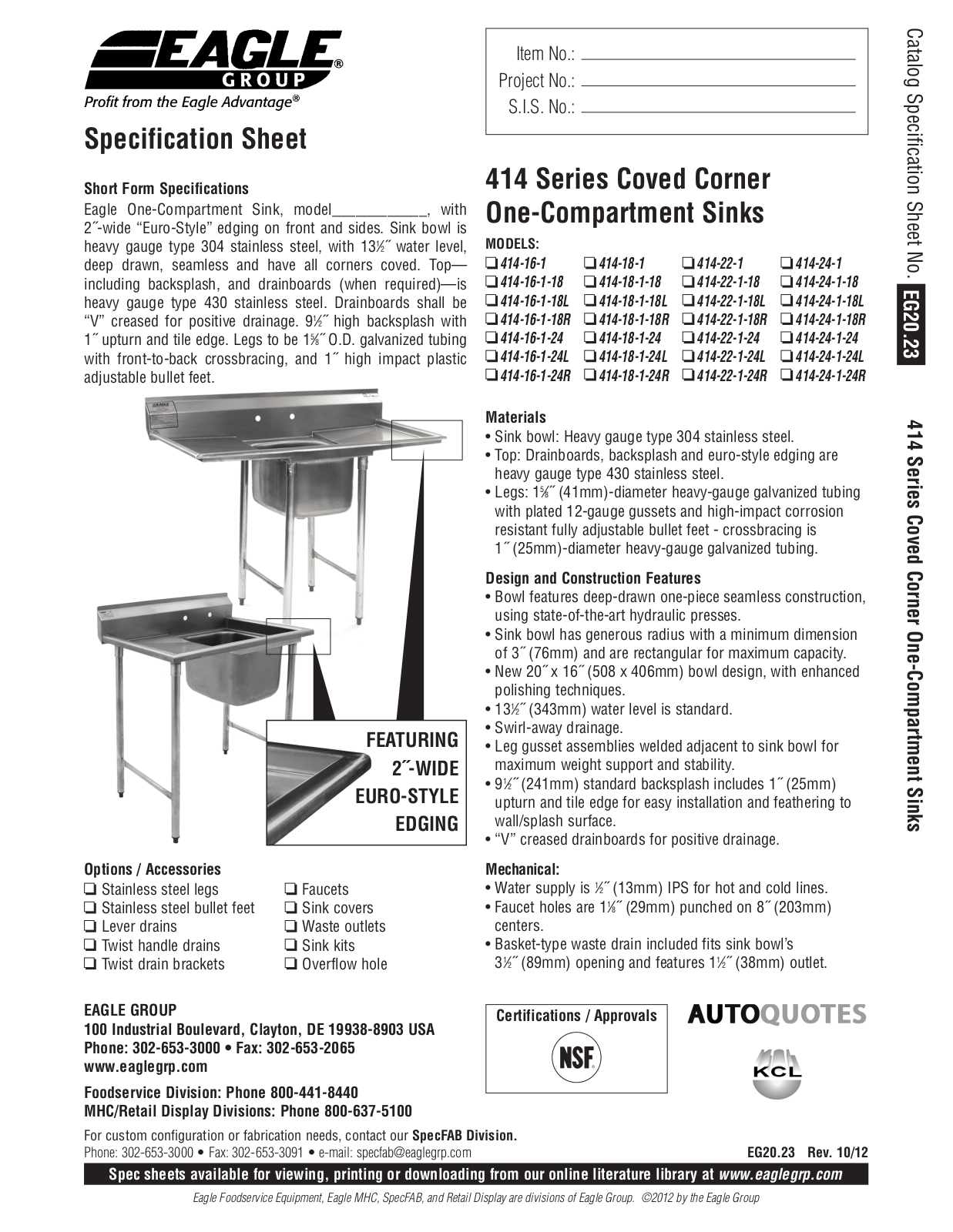 Eagle 414-16-1-18R User Manual