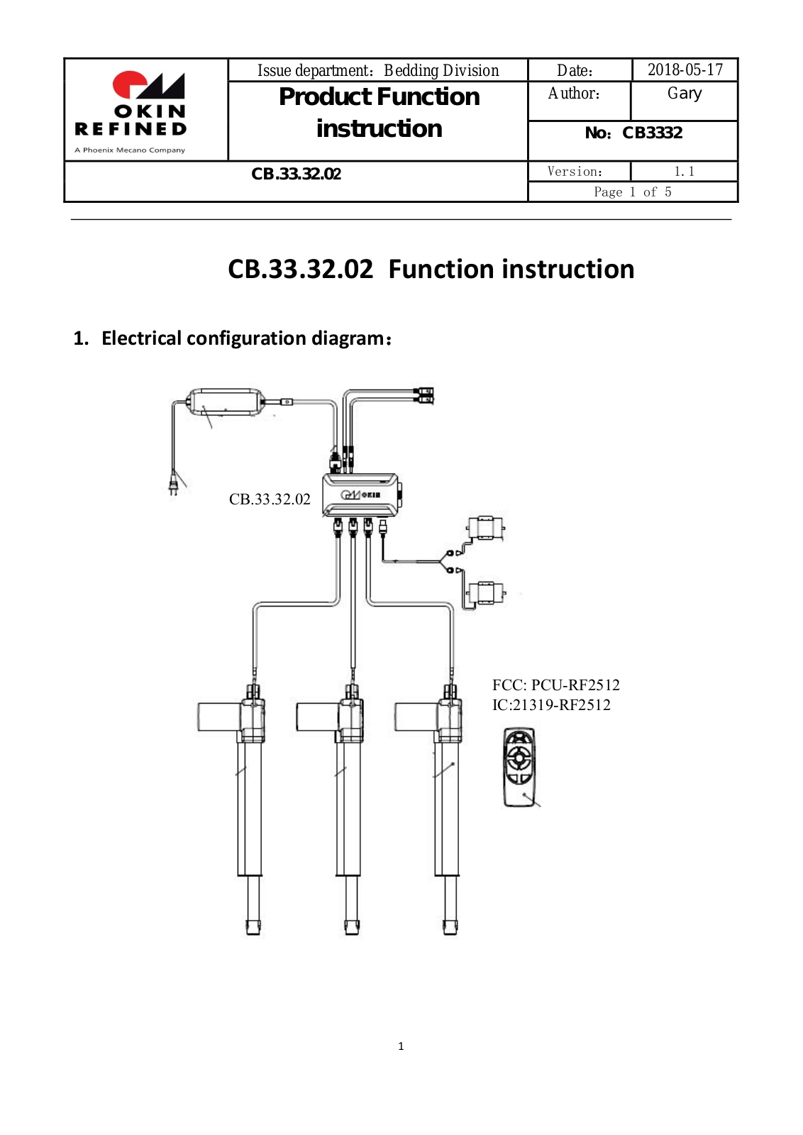 OKIN Refined Electric Technology CB3332 User Manual