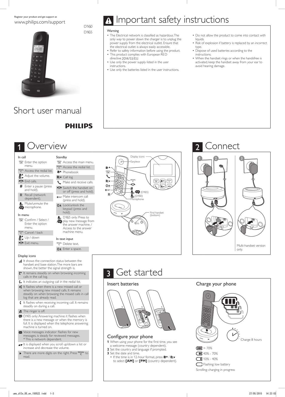 Philips D1601B/34, D1602B/34 quick start guide - ManualMachine.com