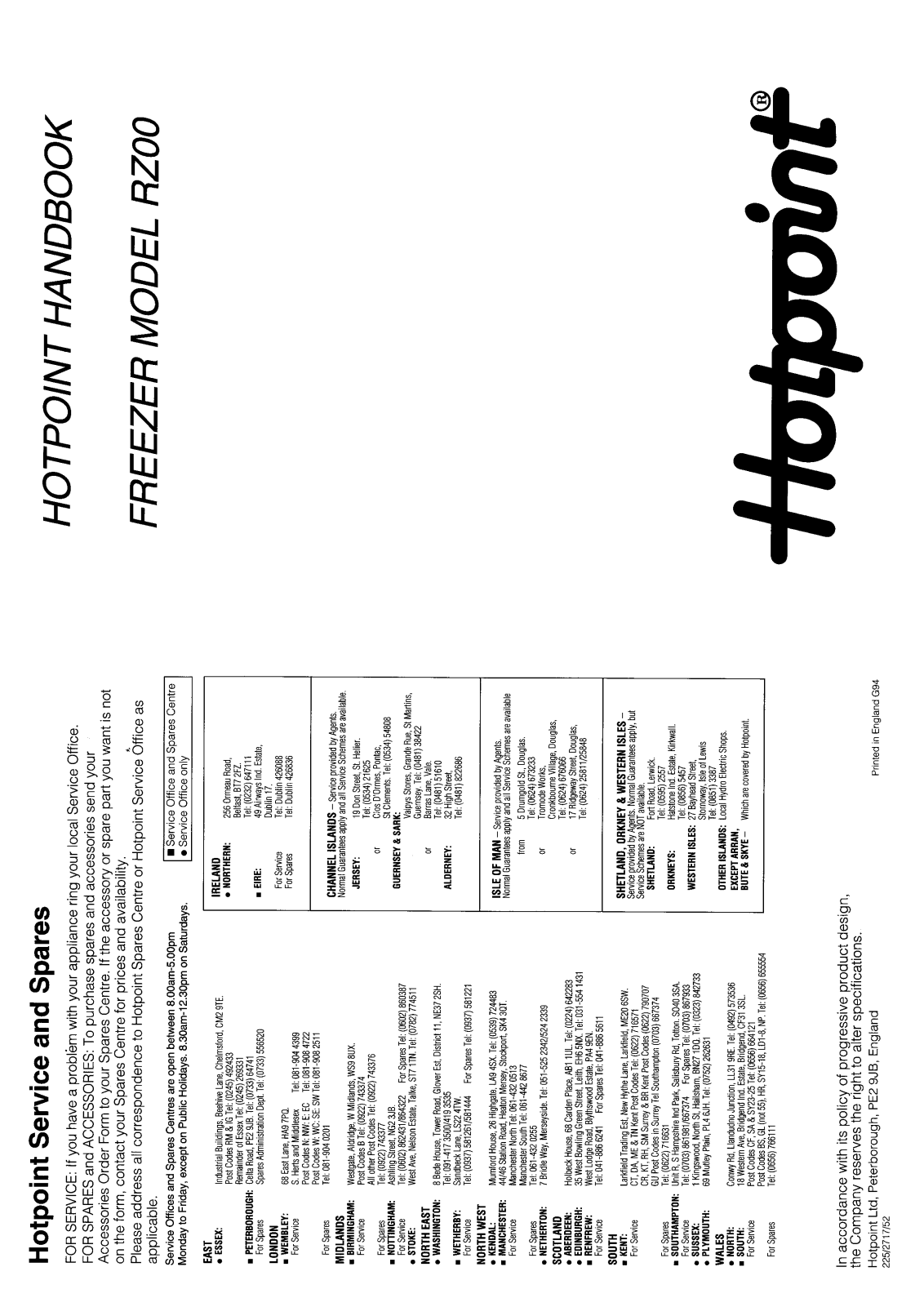 Hotpoint RZ00 User Manual