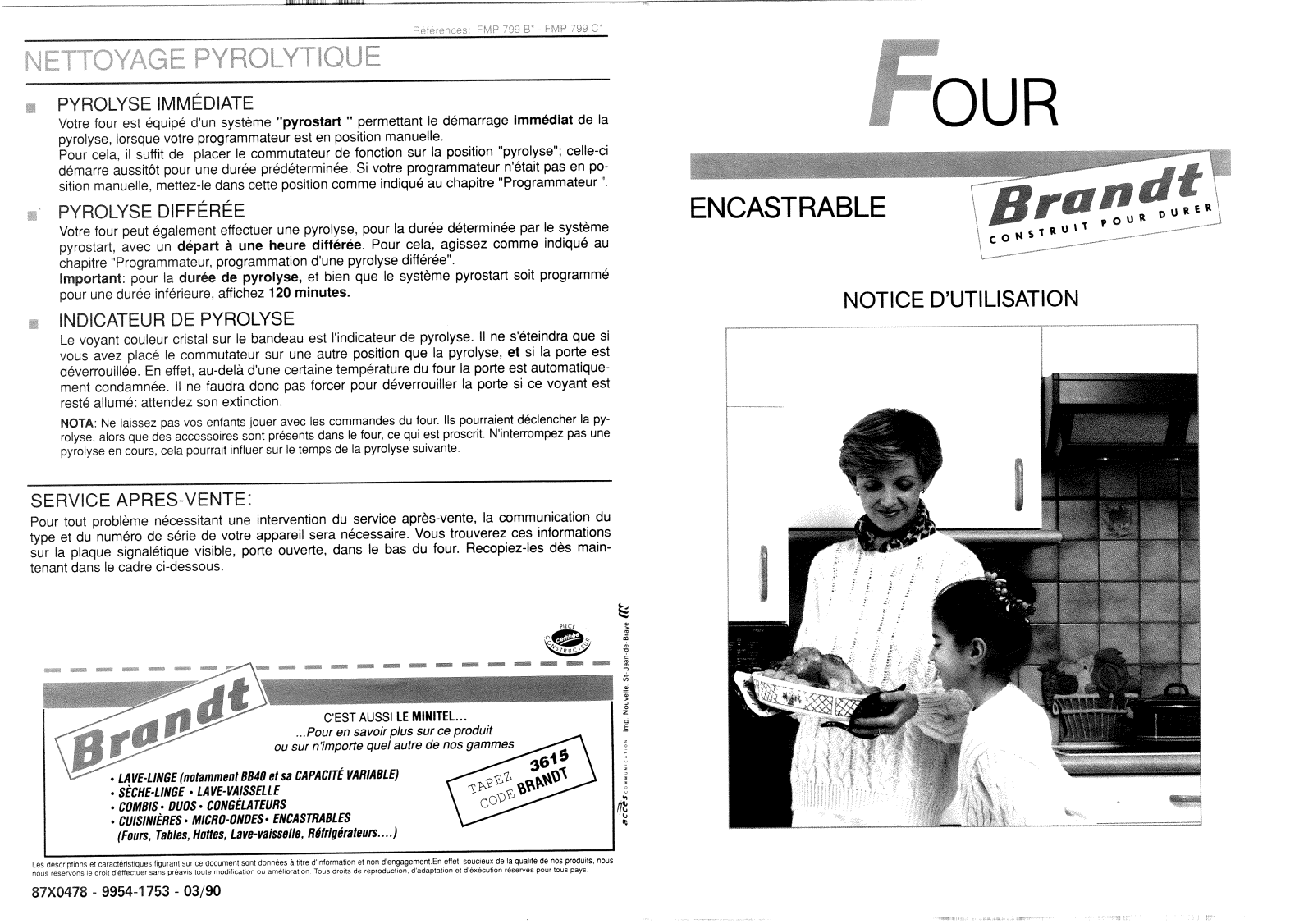 BRANDT FMP799B, FMP799C User Manual