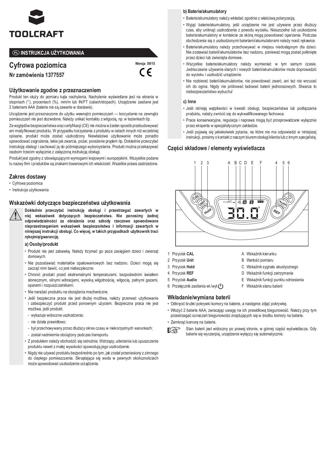 TOOLCRAFT 1377557 Instructions