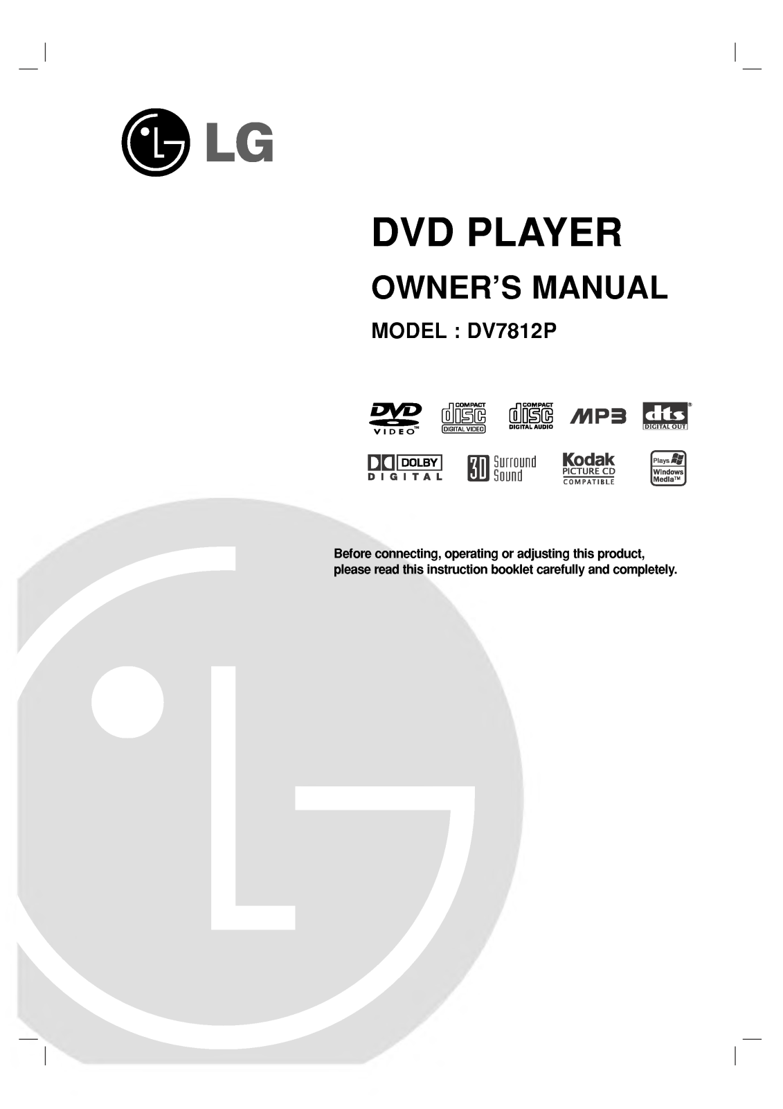 LG DV7812P User Manual