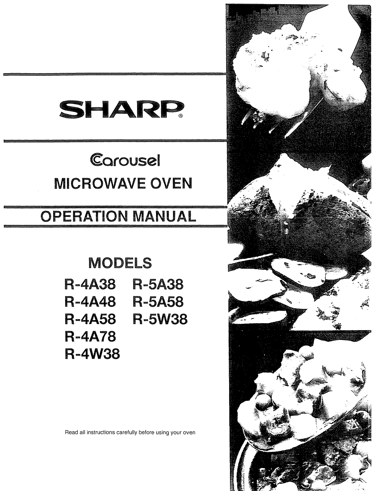 Sharp R-5W38, R-5A58, R-5A38, R-4W38, R-4A78 Owner’s Manual