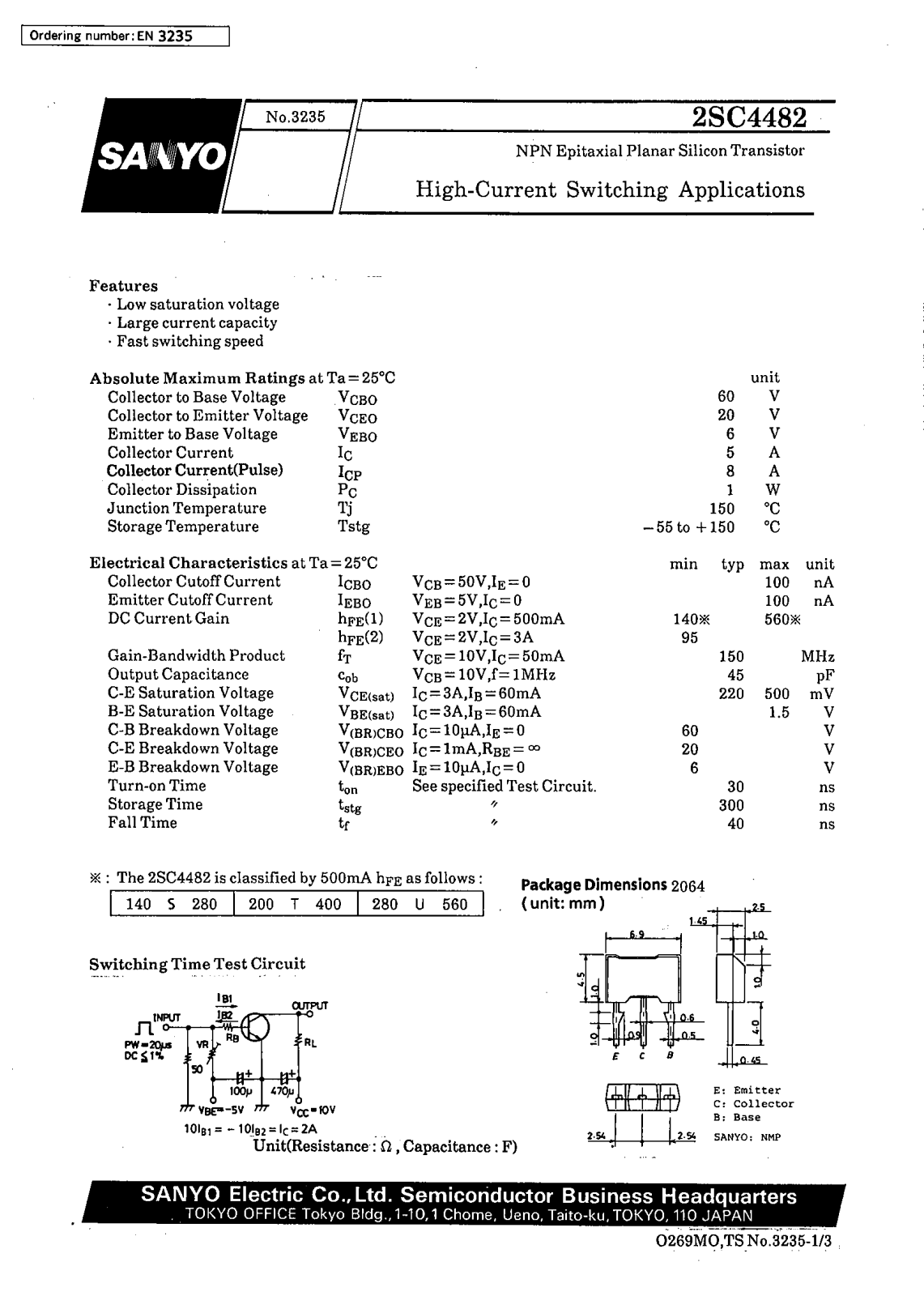 SANYO 2SC4482 Datasheet