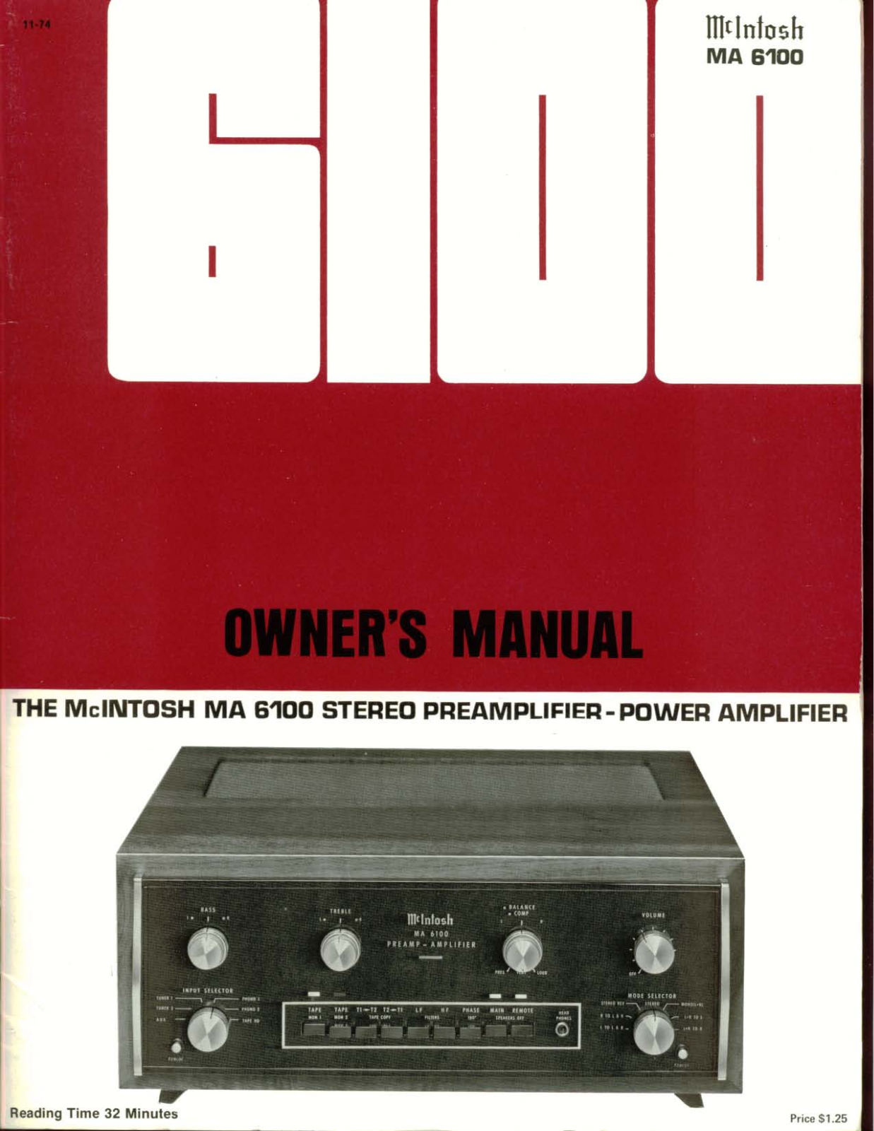 McIntosh MA-6100 Owners manual