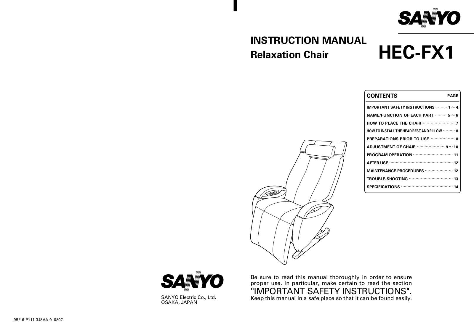 Sanyo HEC-FX1 User Manual