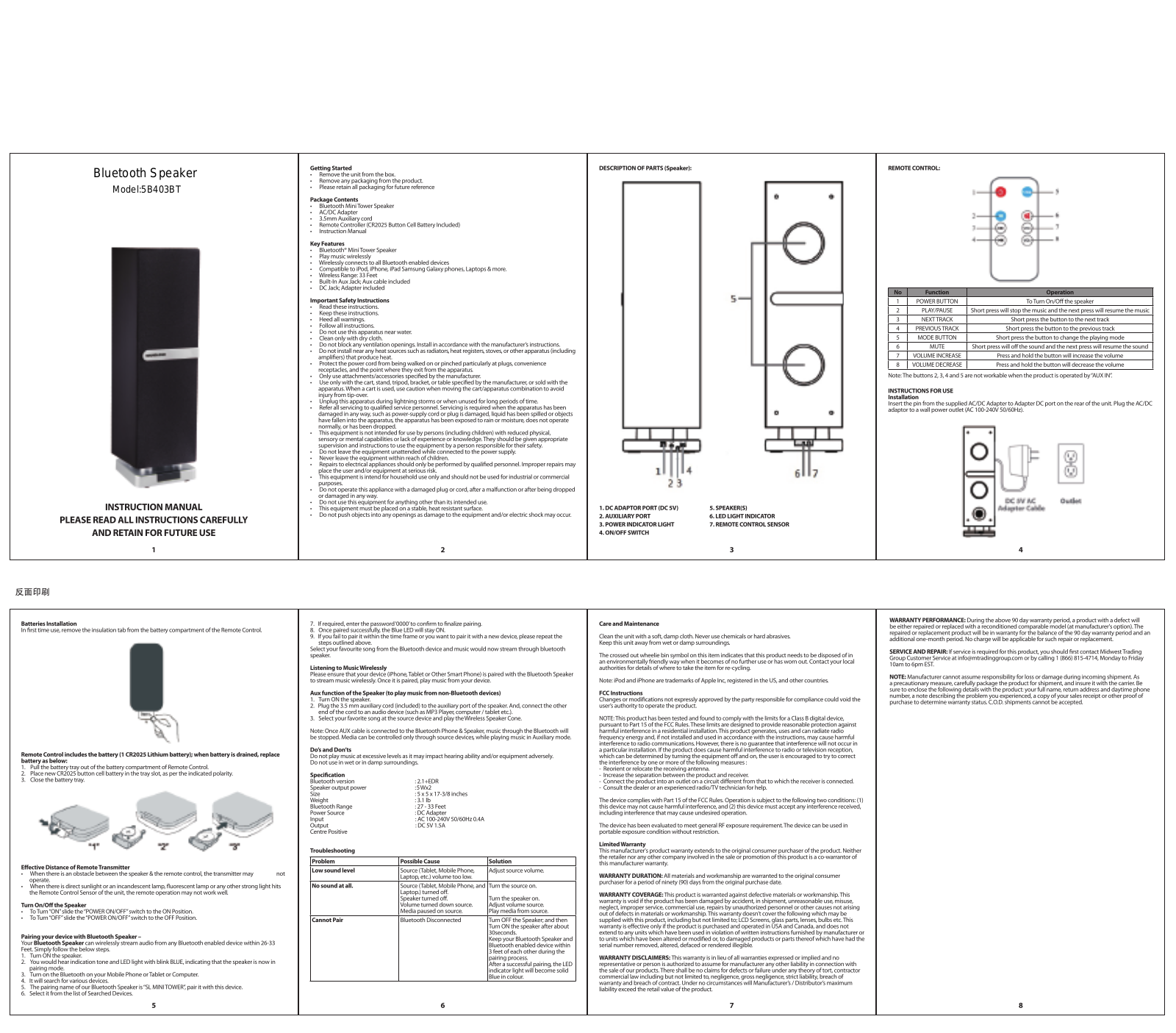 Eurosun 5B403BT User Manual