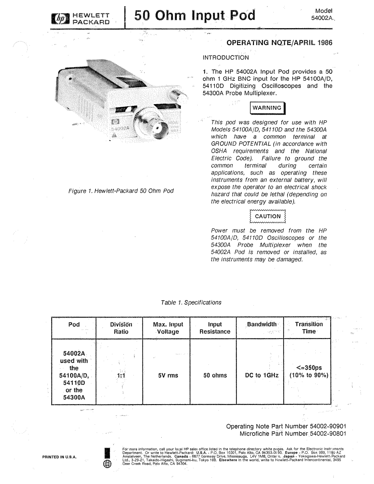 HP 54002a schematic