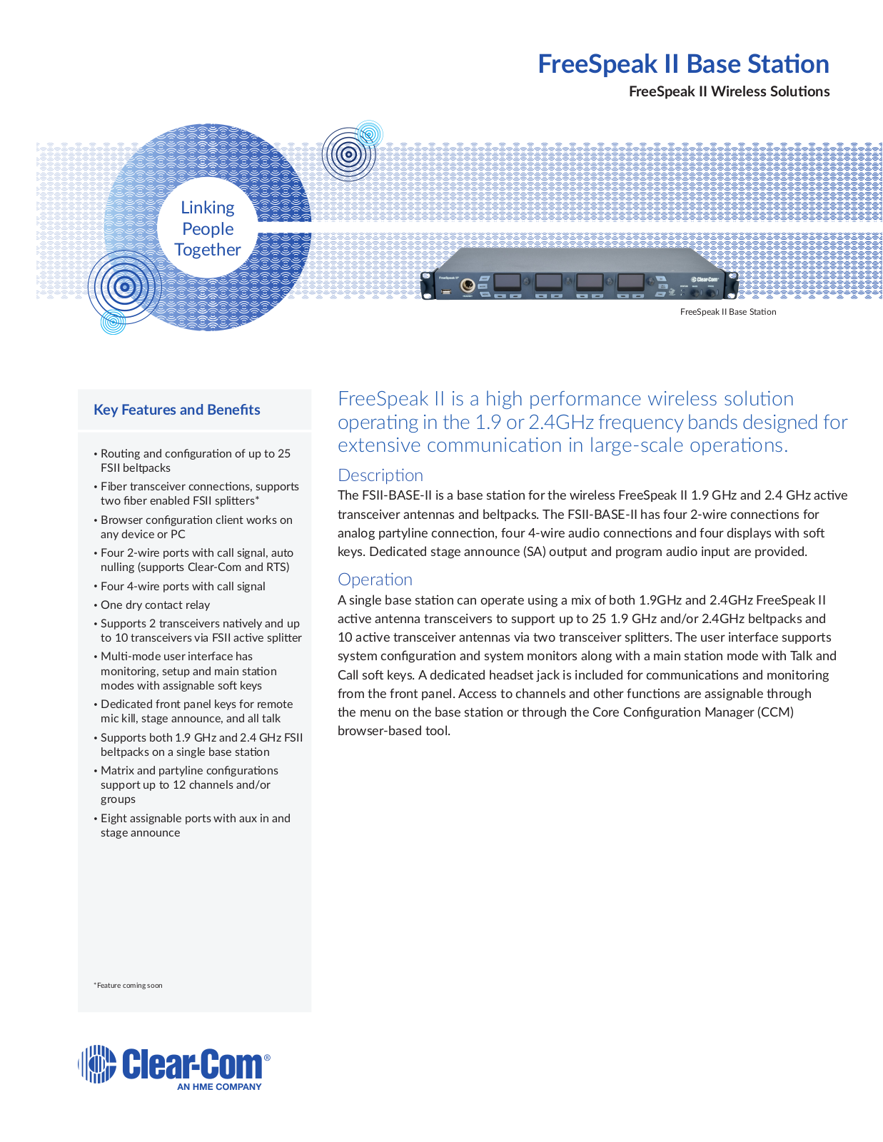 Clear-Com FSII-Base-II Datasheet