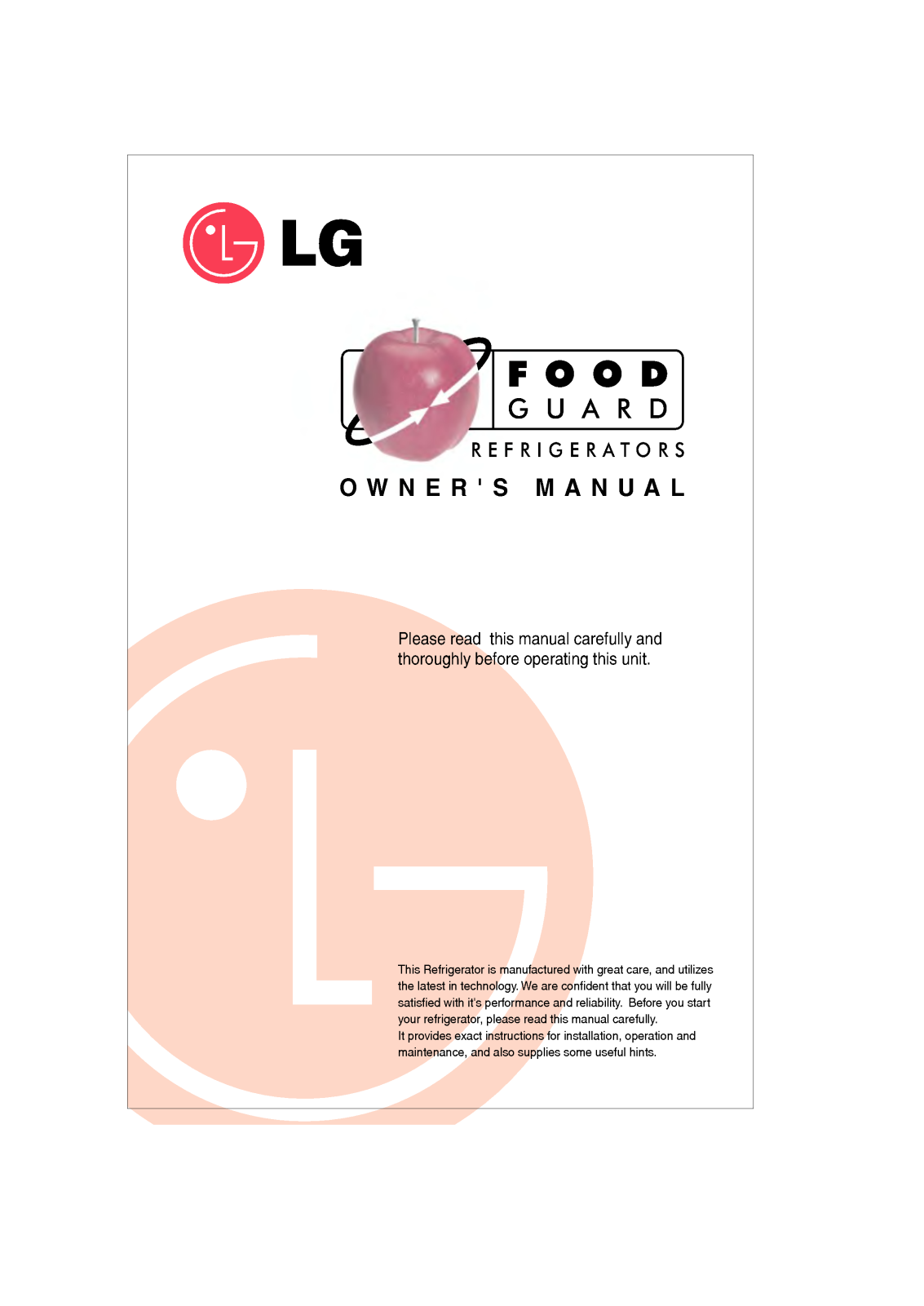 LG GL-S292QM, GR-T332QMAMSQAE, GL-S292QL Manual