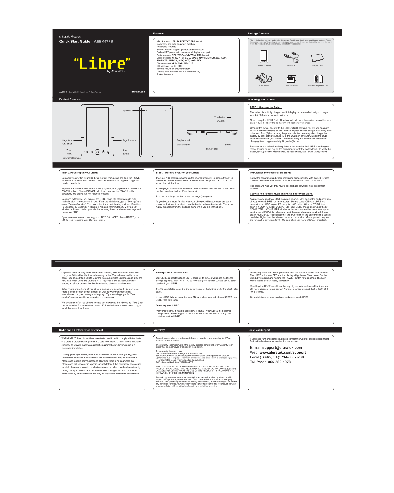 Aluratek AEBK07FS Quick Start Guide