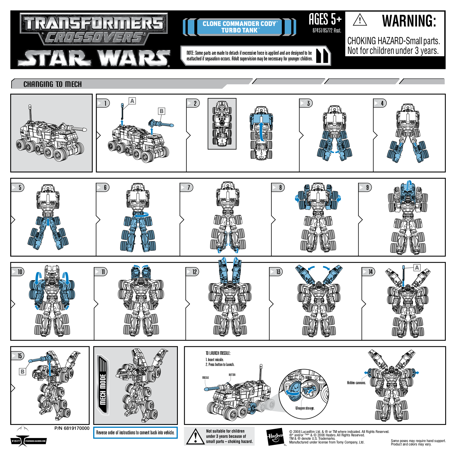 HASBRO Transformers Crossover Star Wars Clone Commander User Manual - ManualMachine.com