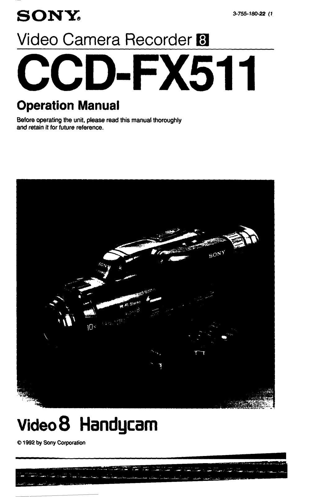 Sony CCD-FX511 Operating Instruction